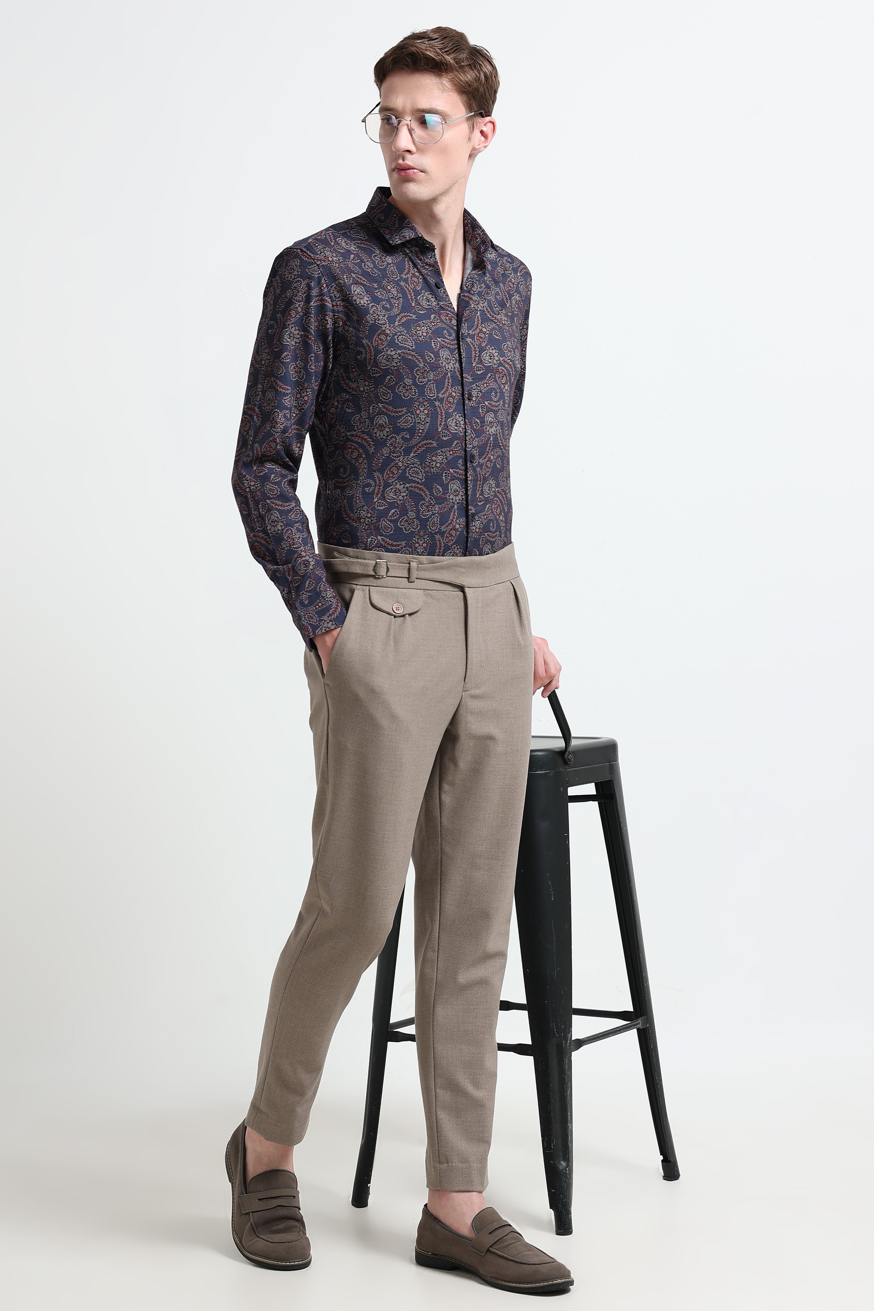 Men Blue Printed Cotton Blend Shirt