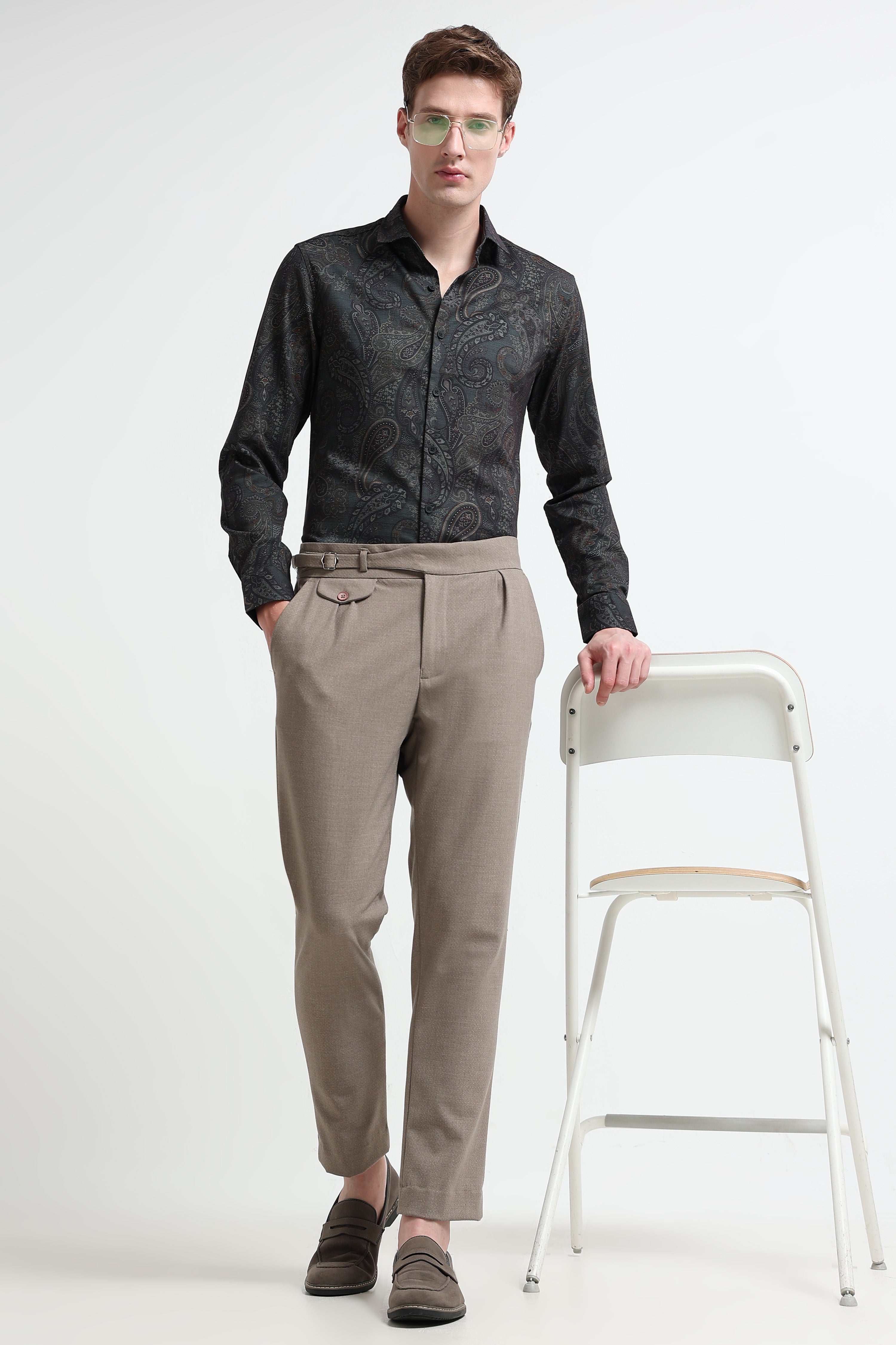 Men Green Printed Cotton Blend Shirt