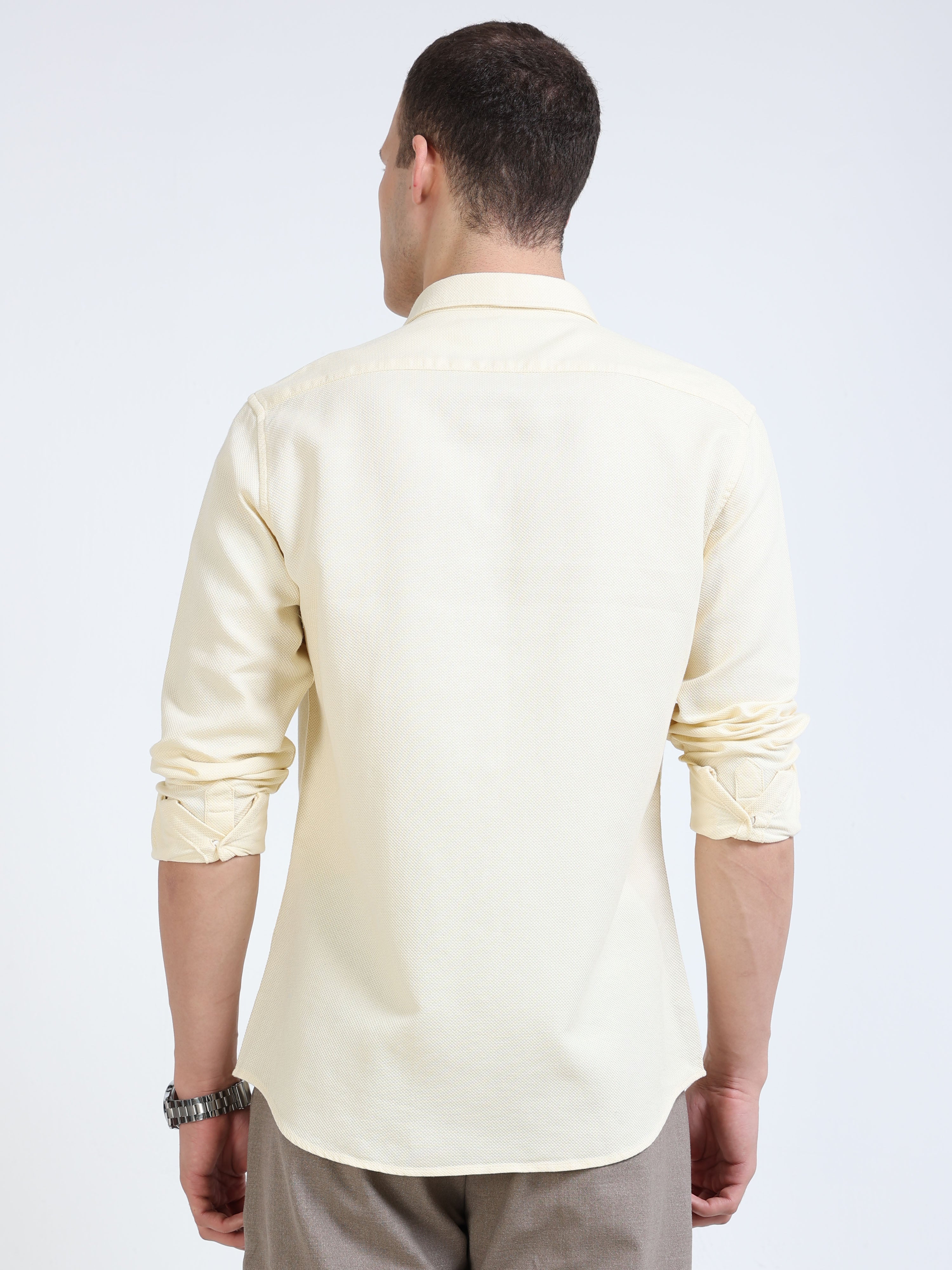 Solid Yellow Cotton Shirt