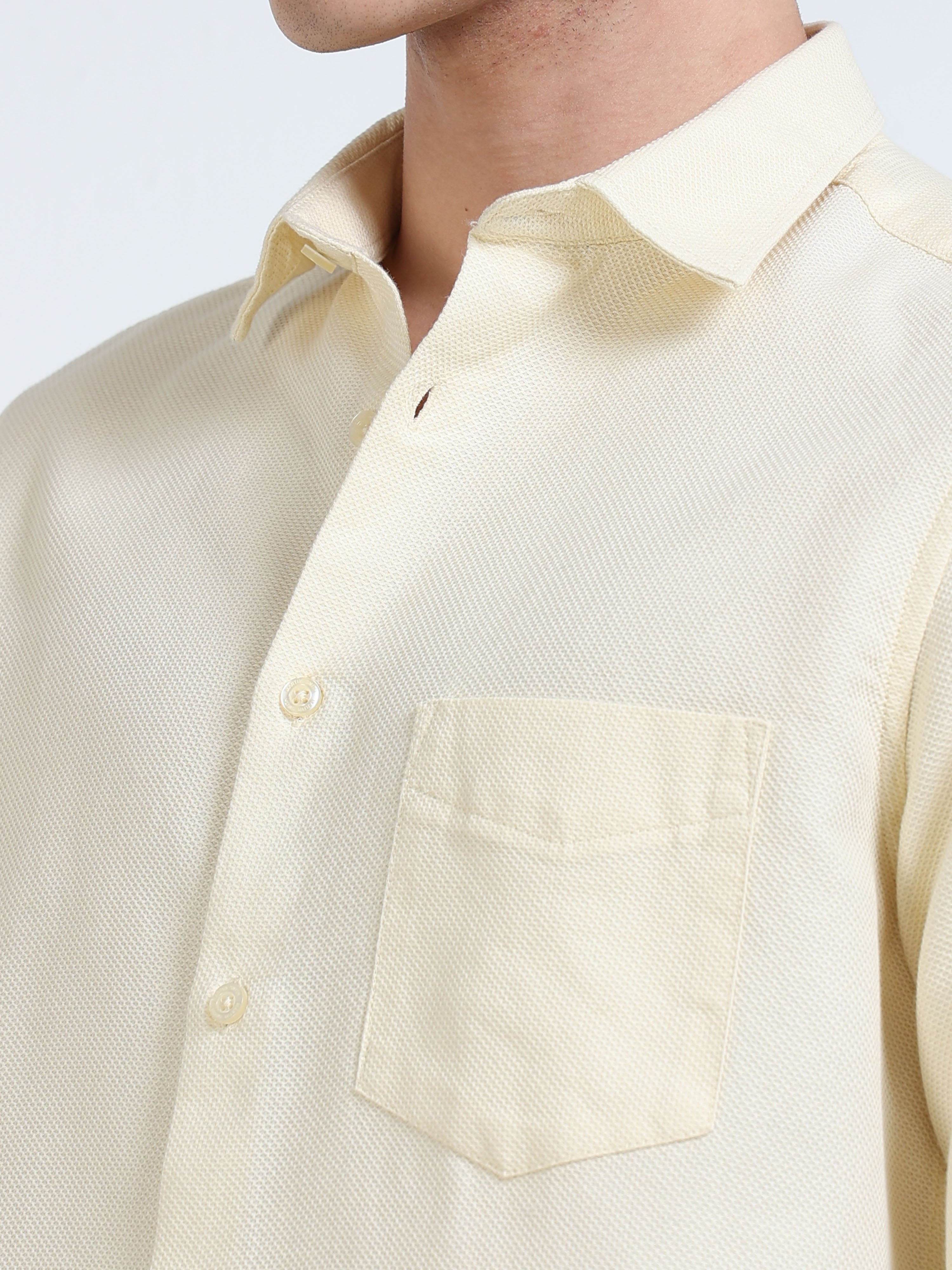 Solid Yellow Cotton Shirt