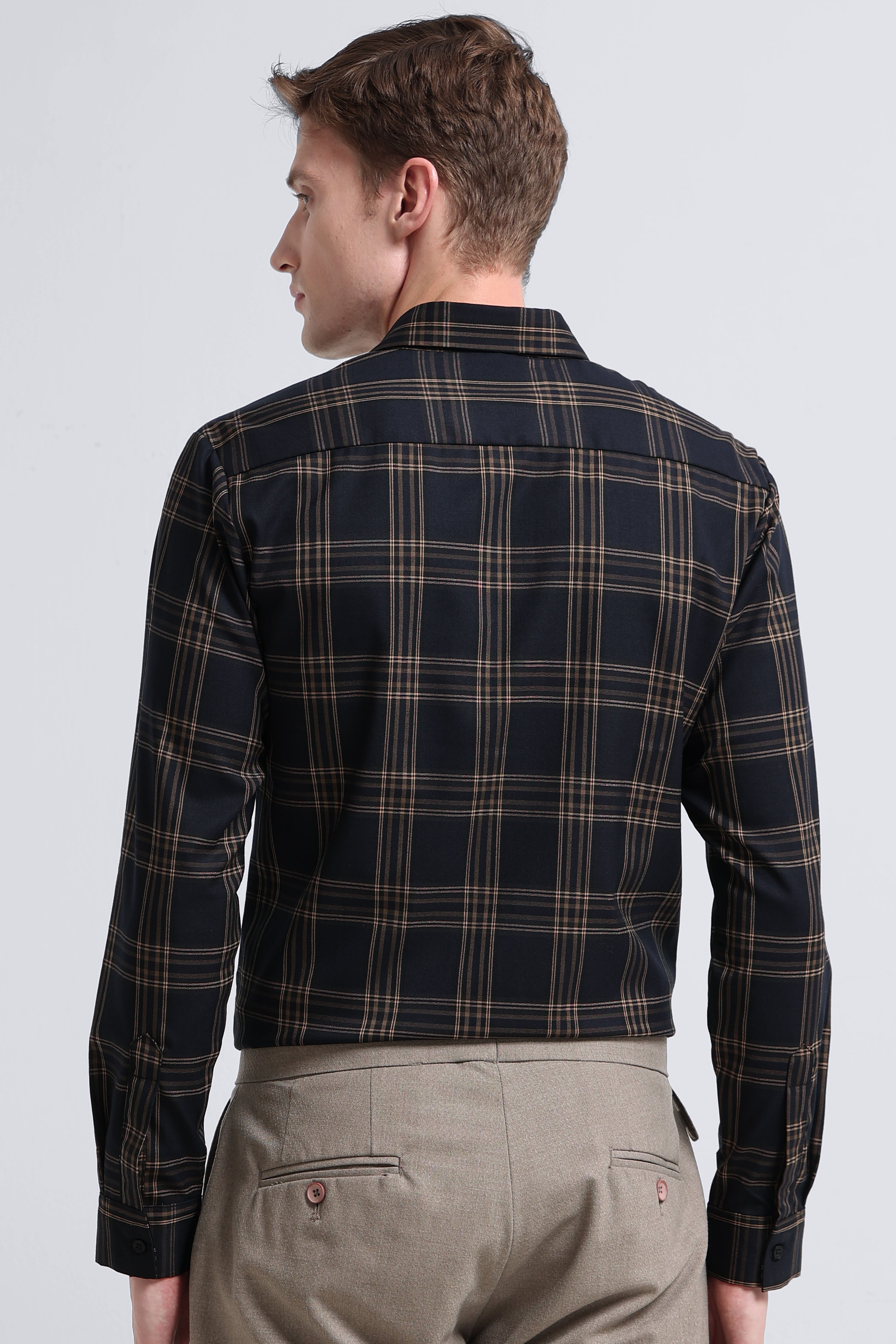 Men Yellow Checked Slim Fit Shirt