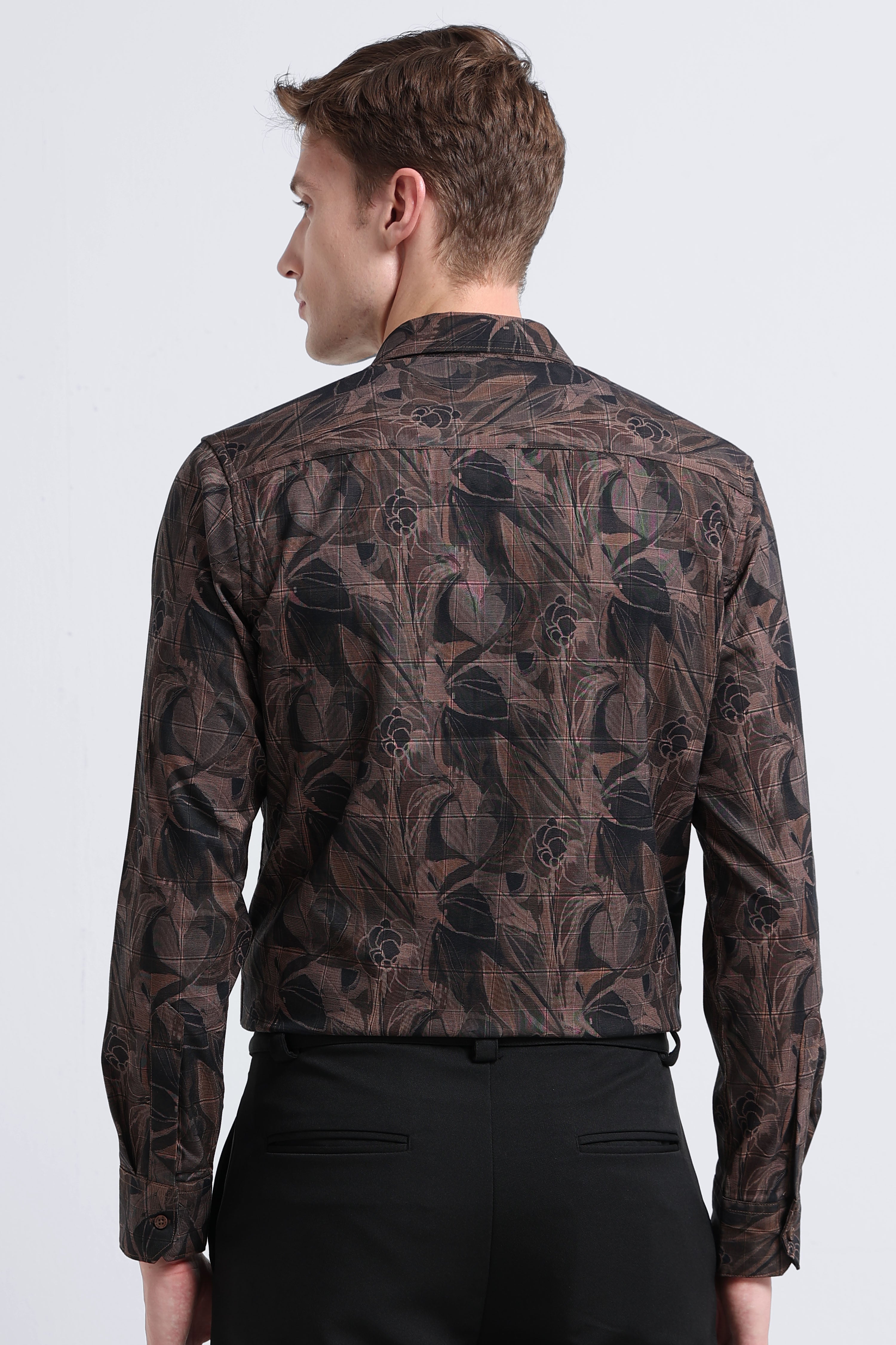 Men Brown Digital Print Shirt