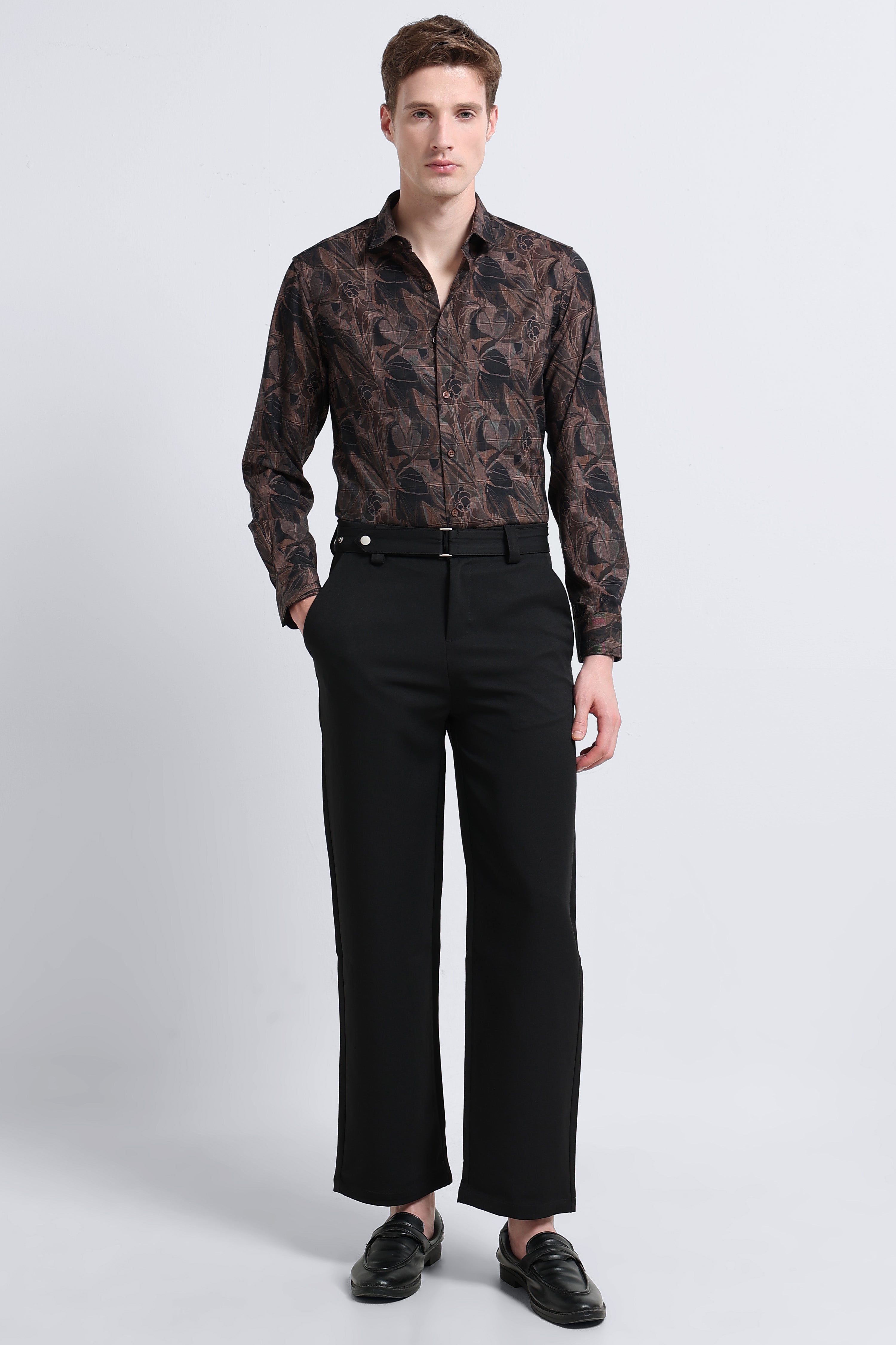 Men Brown Digital Print Shirt