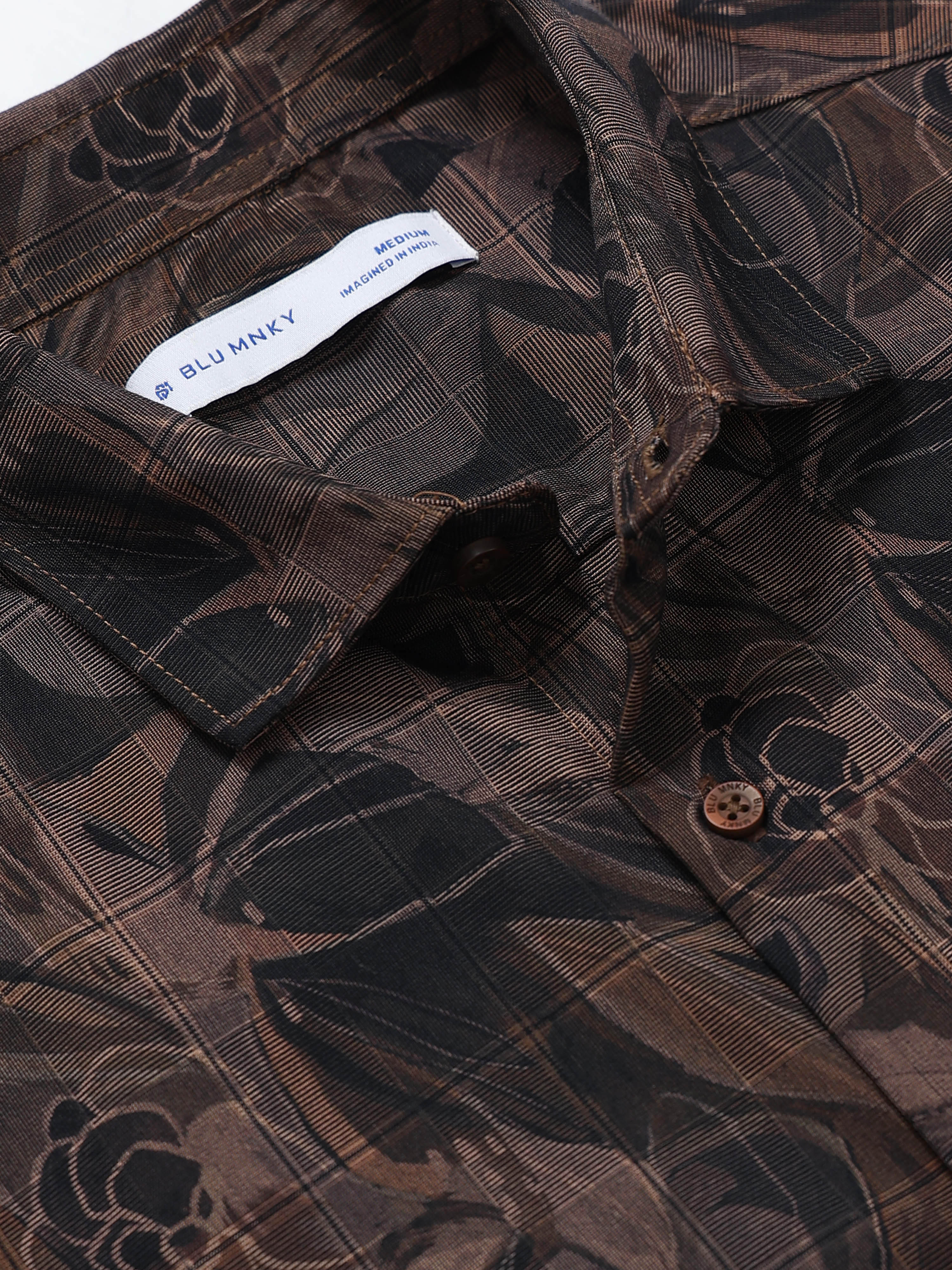 Men Brown Digital Print Shirt