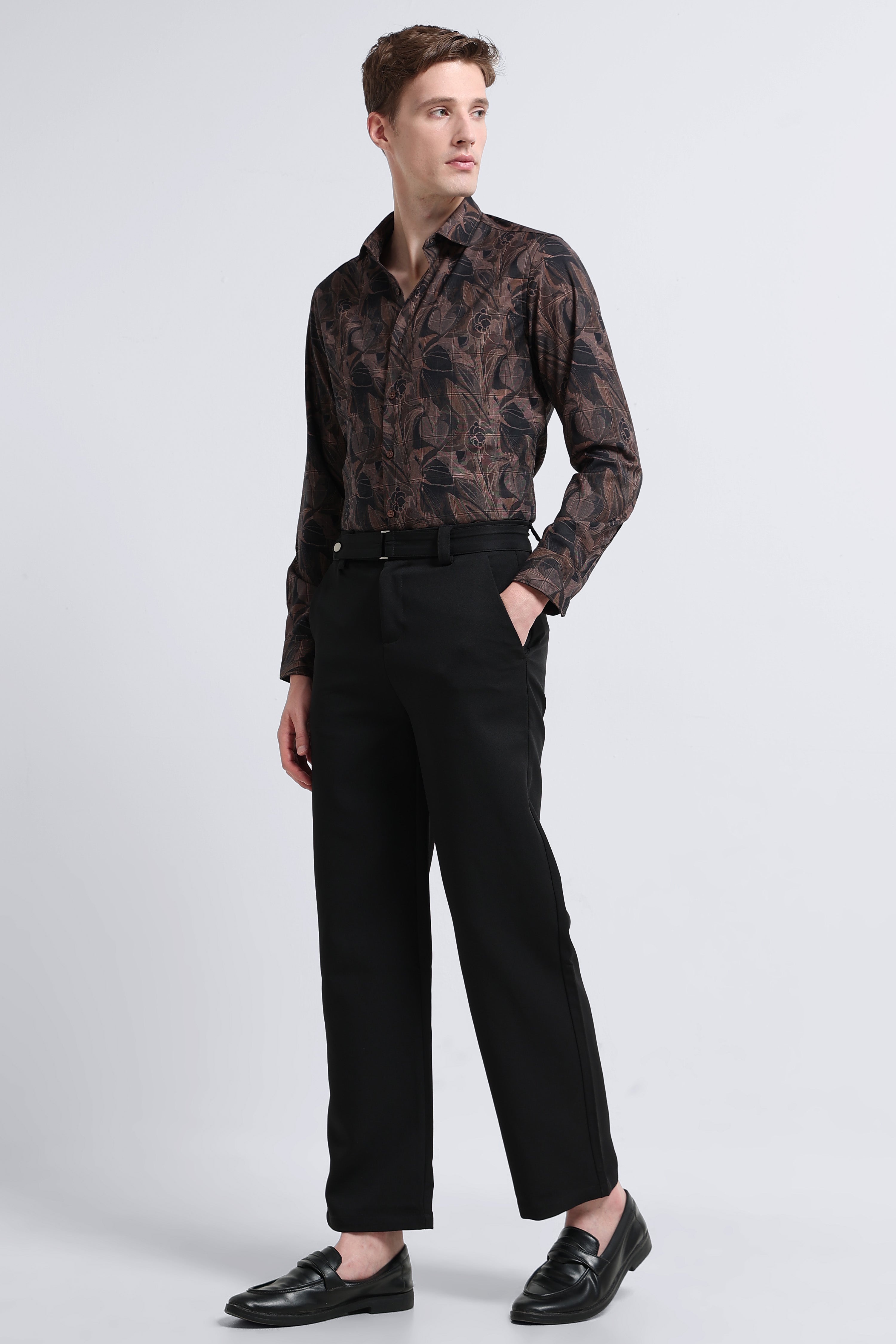 Men Brown Digital Print Shirt
