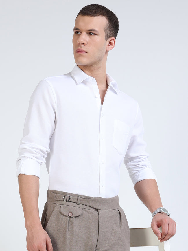 Solid White Occasion Wear Shirt