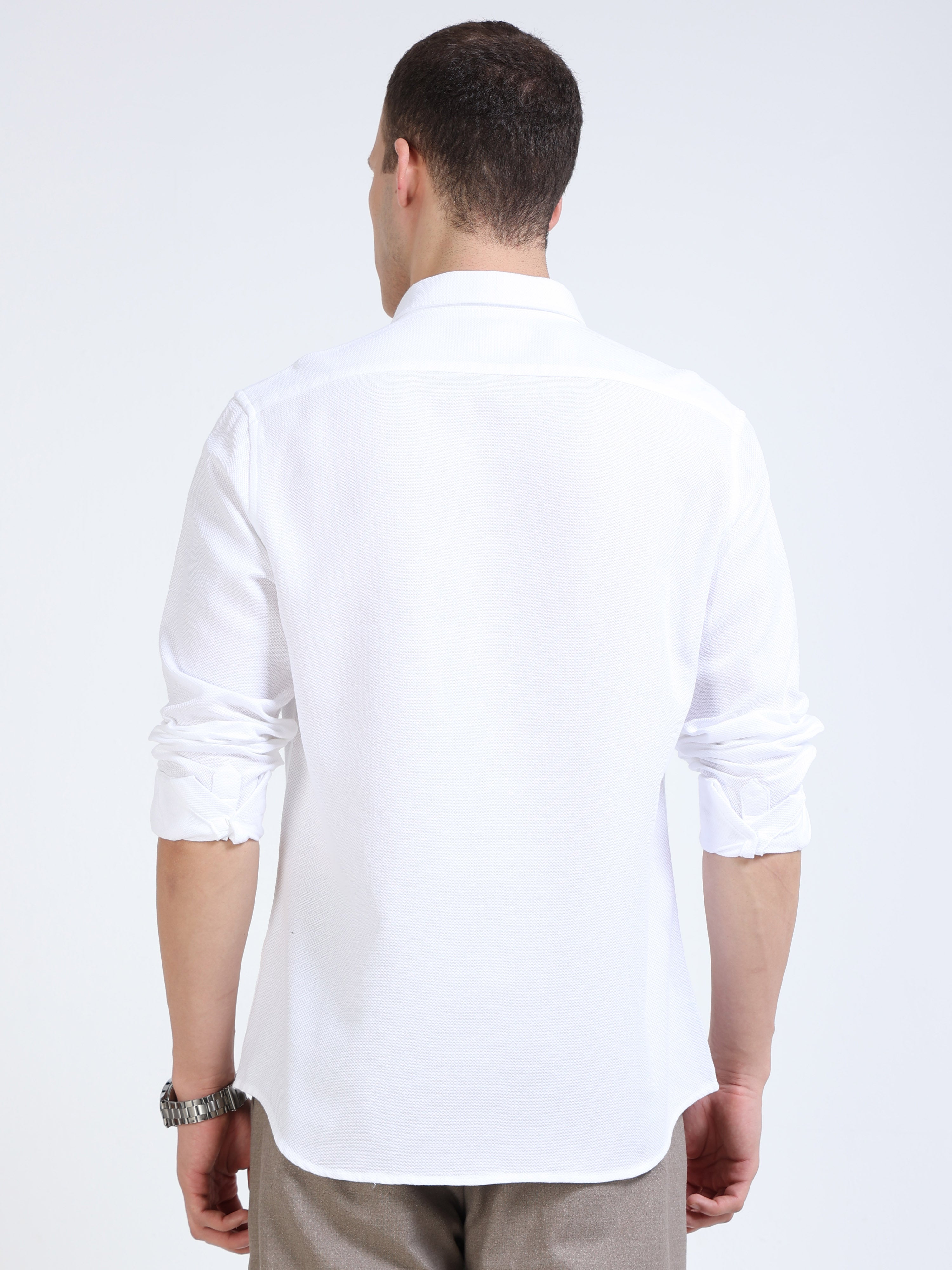 Solid White Occasion Wear Shirt