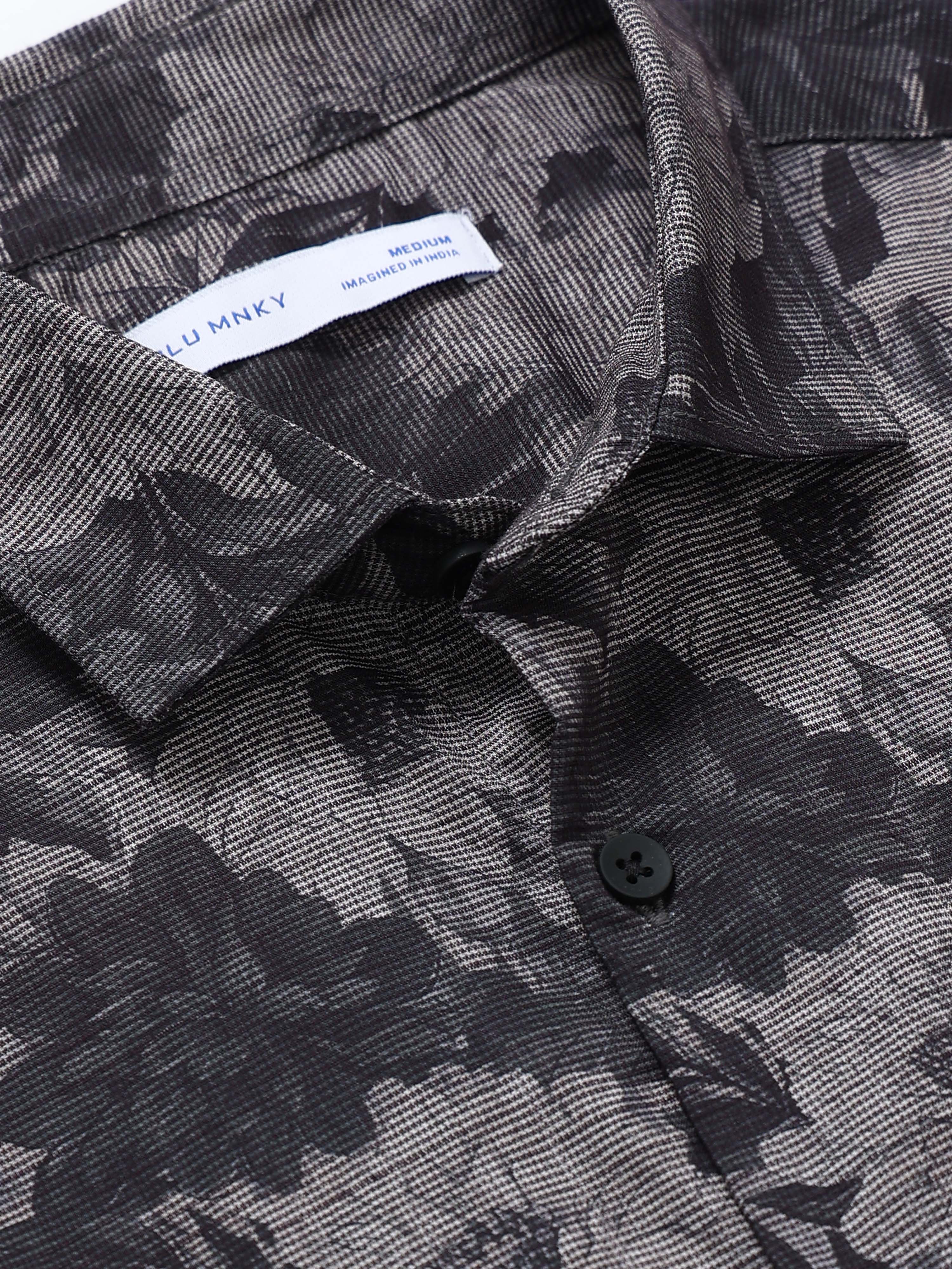 Men Grey Printed Cotton Blend Shirt