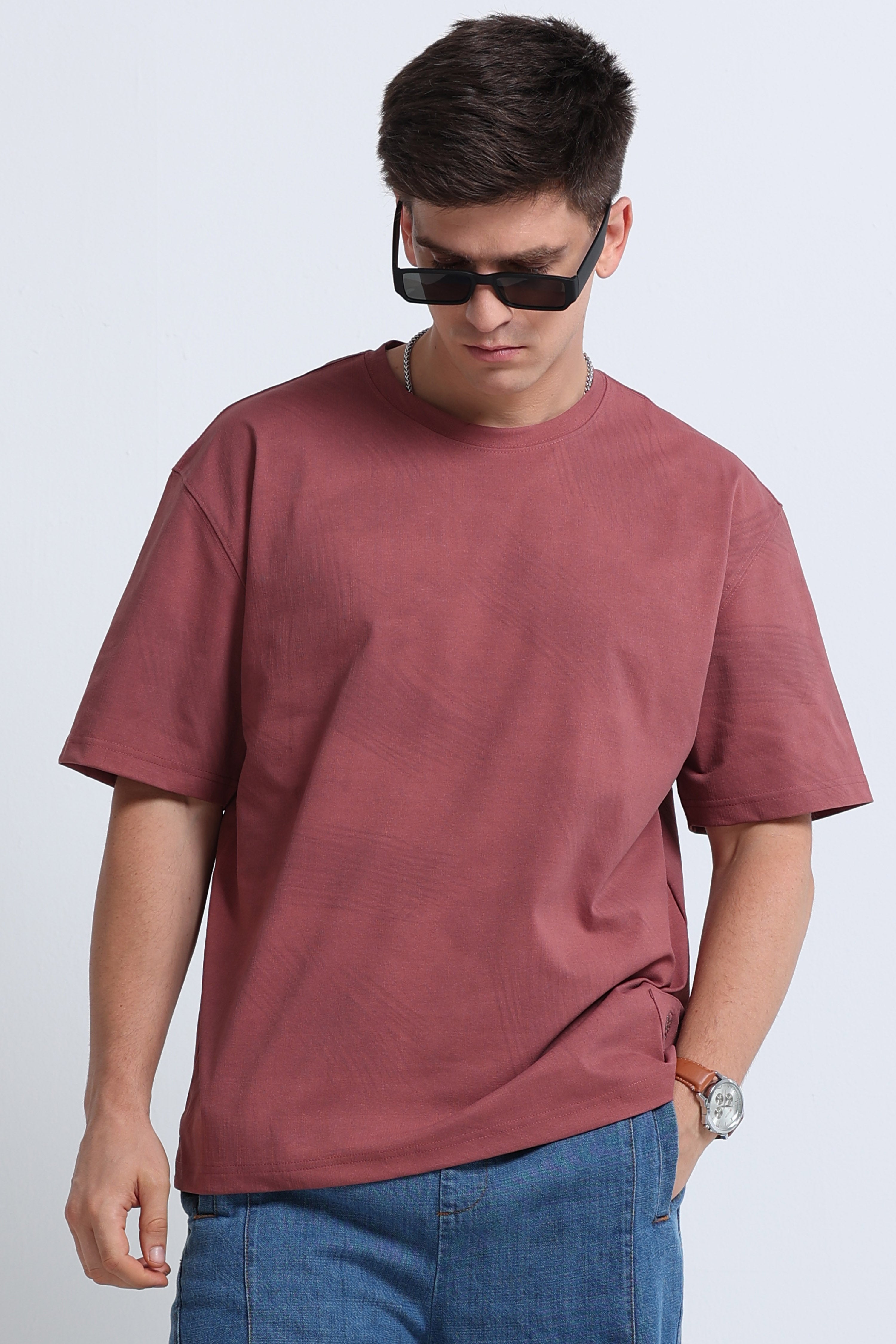 Men Pink Oversized T-Shirt