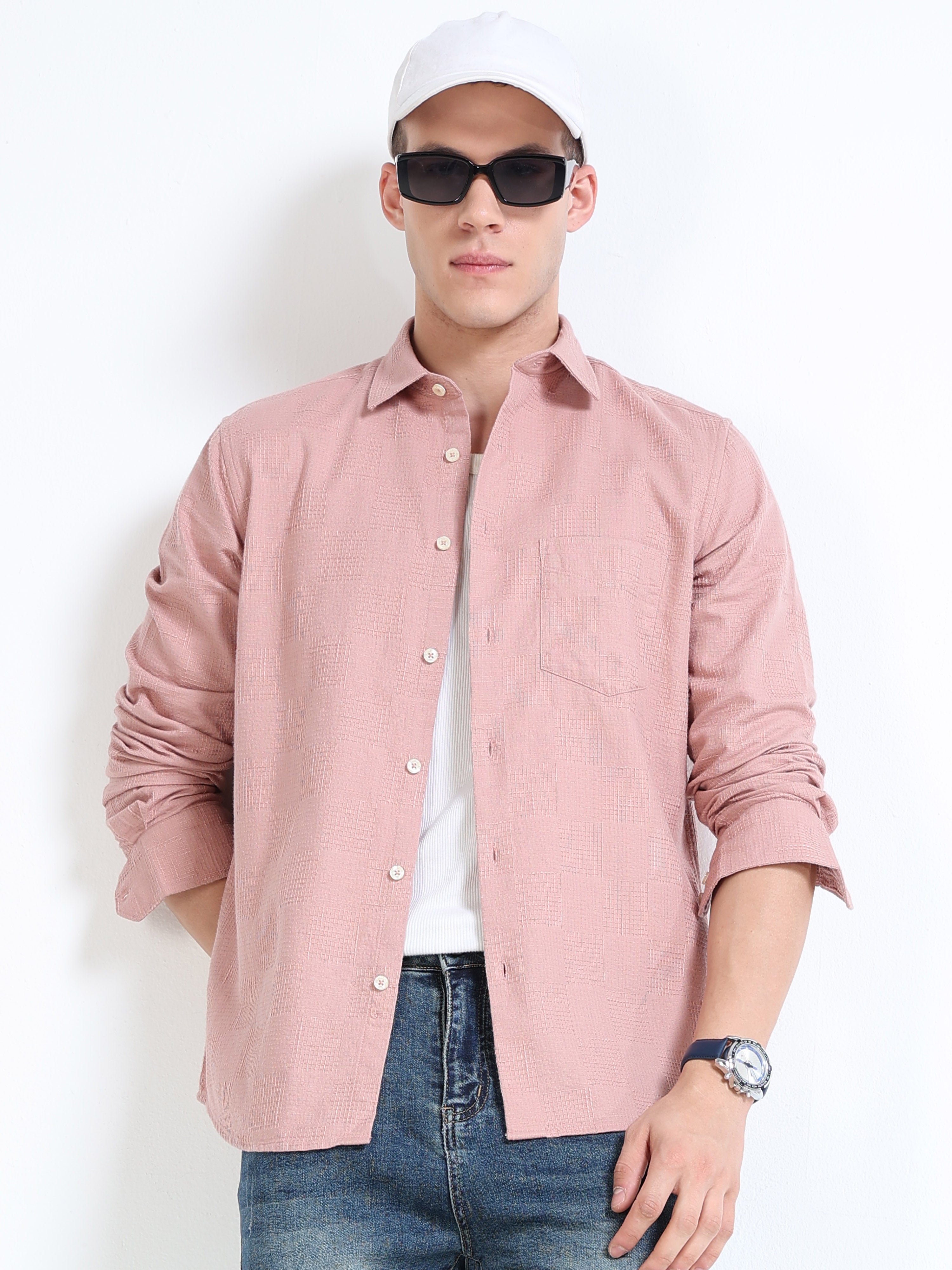 Solid Pink Linen Shirt