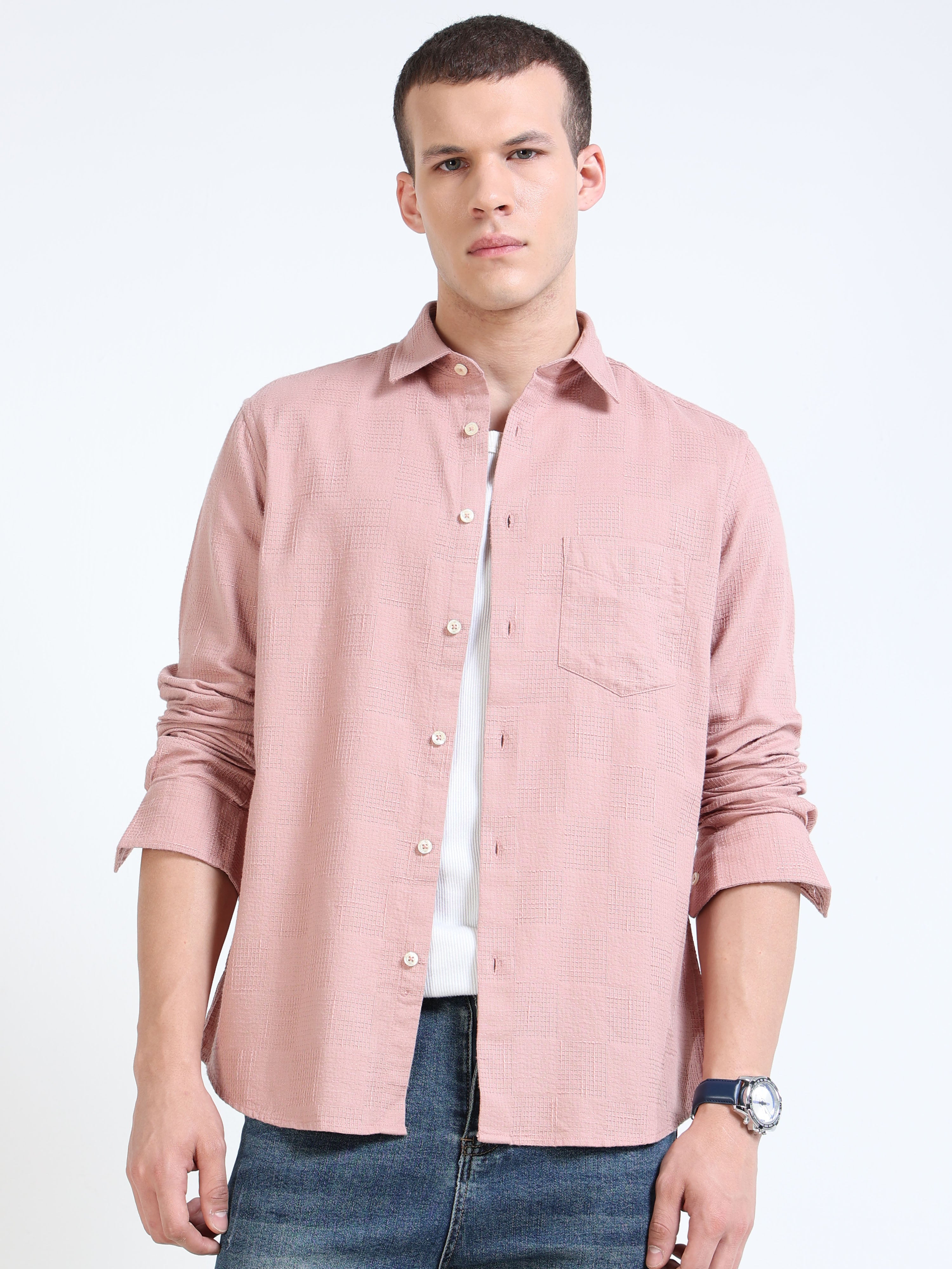 Solid Pink Linen Shirt