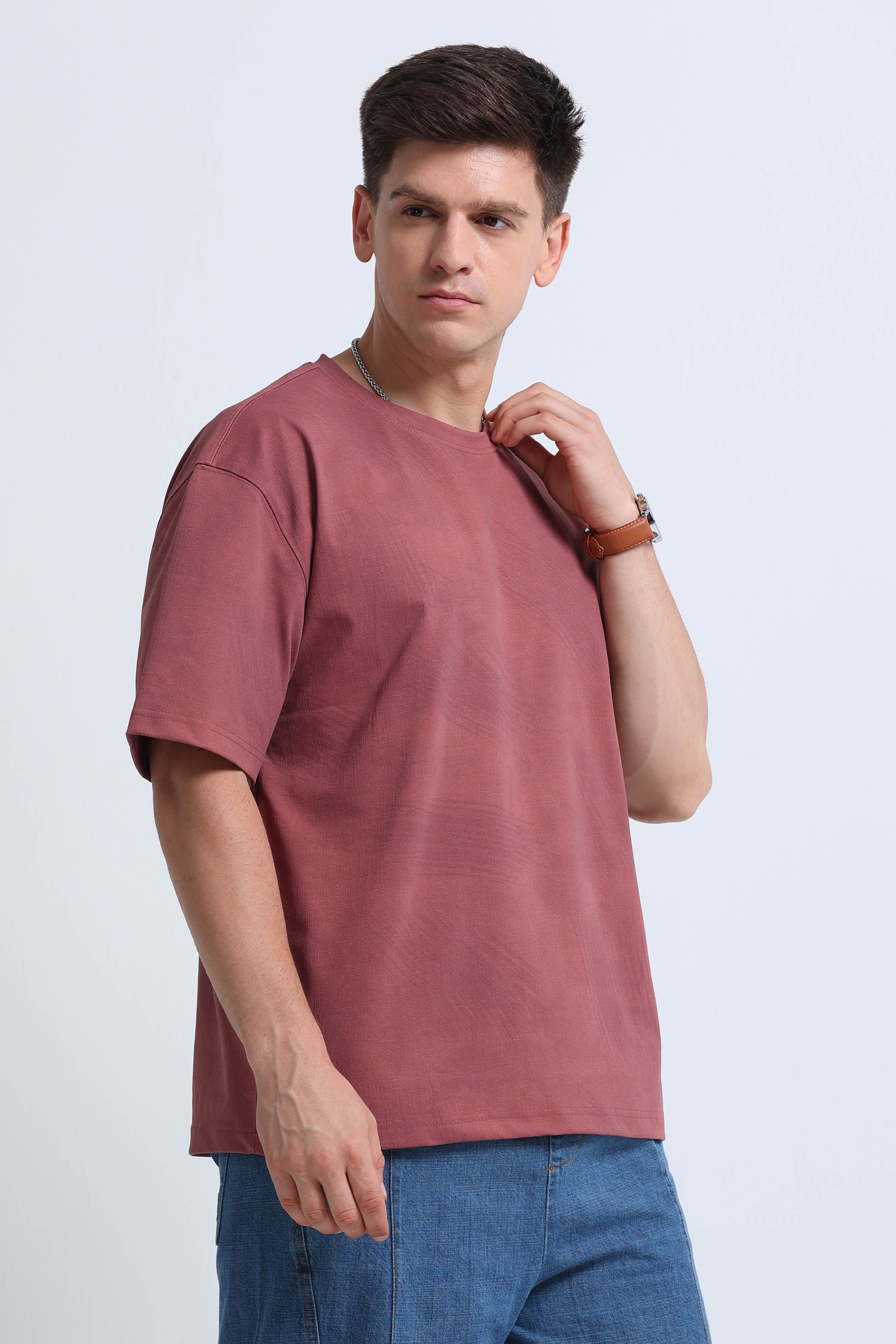 Men Pink Oversized T-Shirt