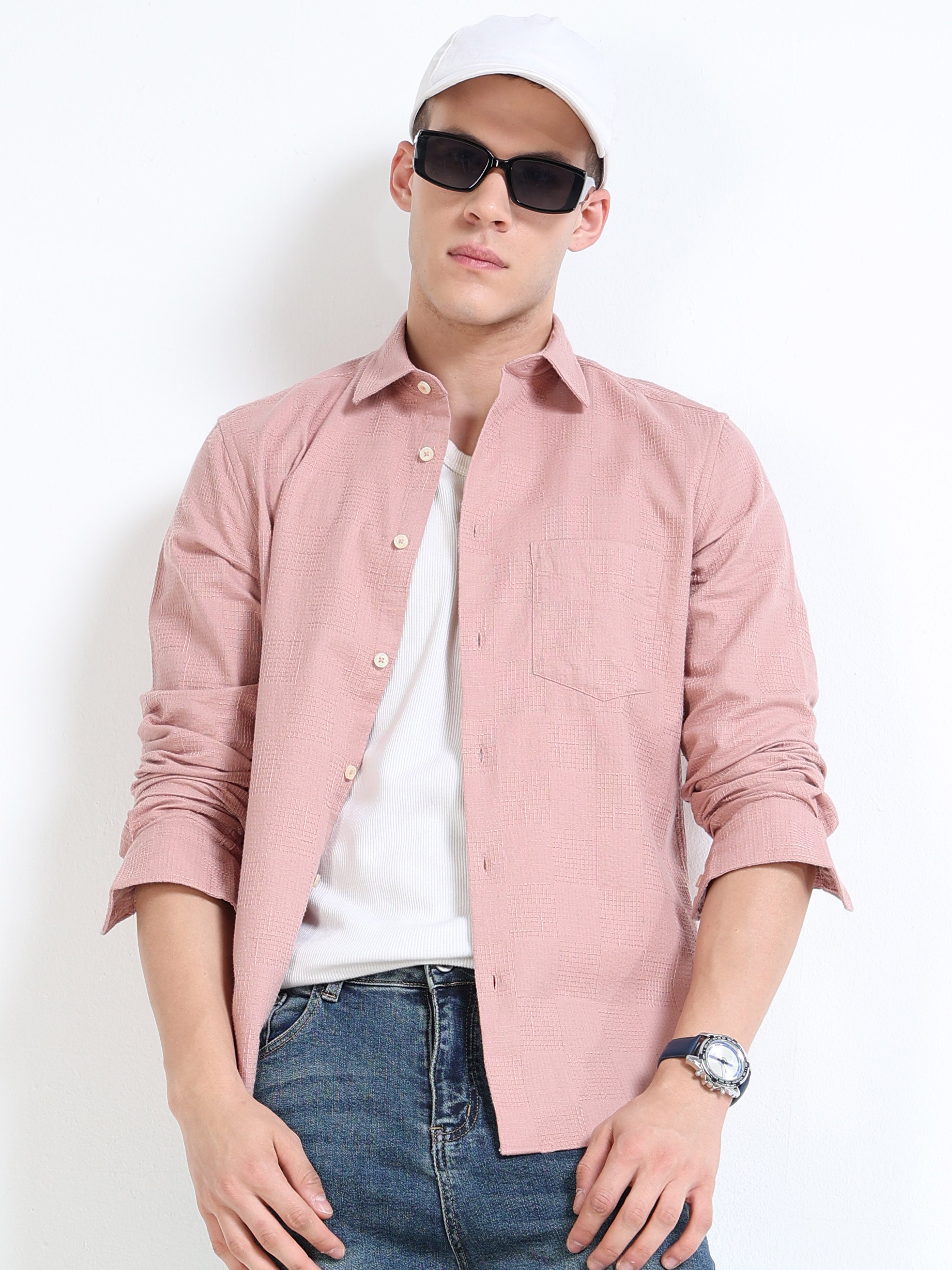 Solid Pink Linen Shirt