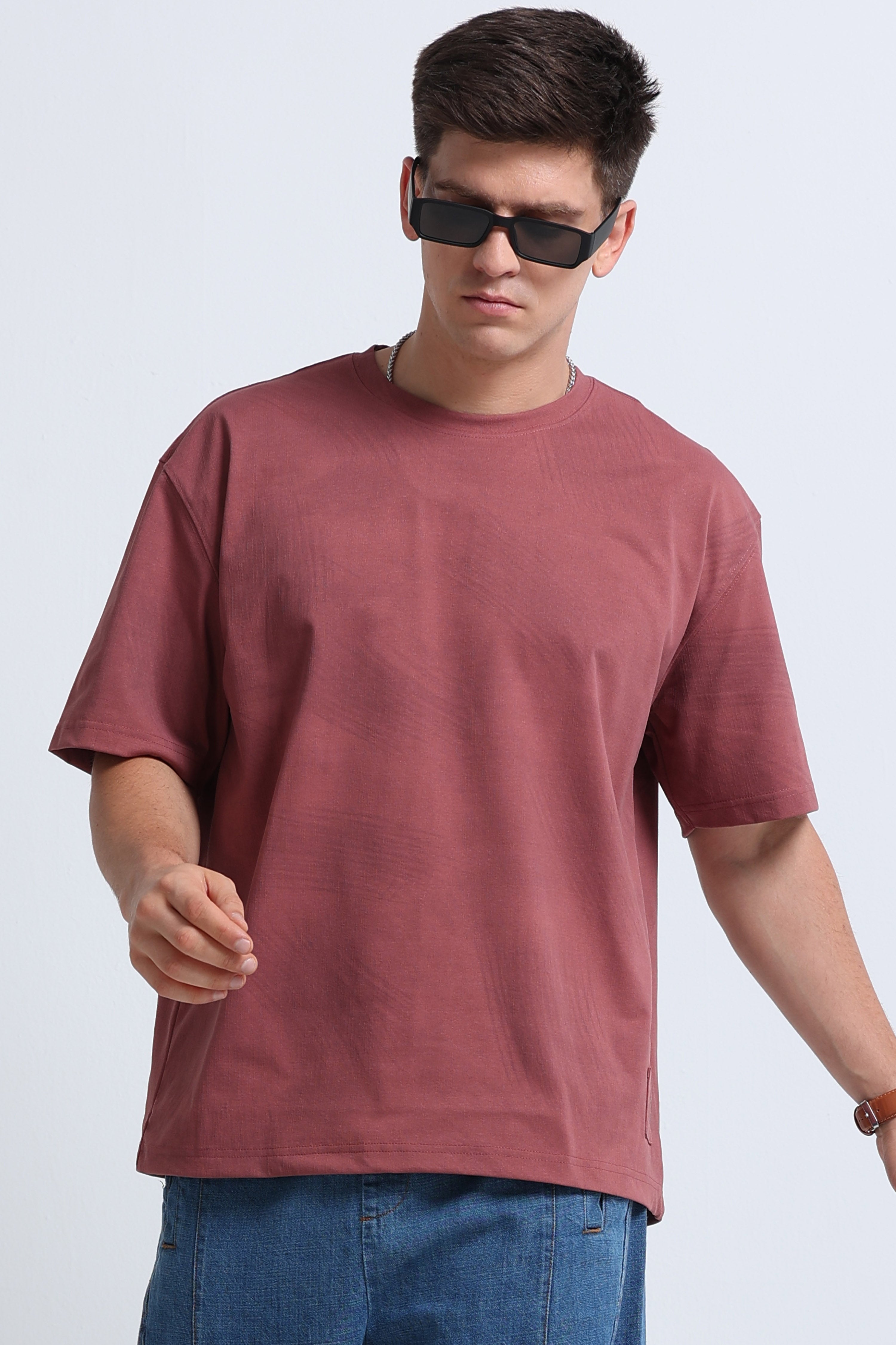 Men Pink Oversized T-Shirt