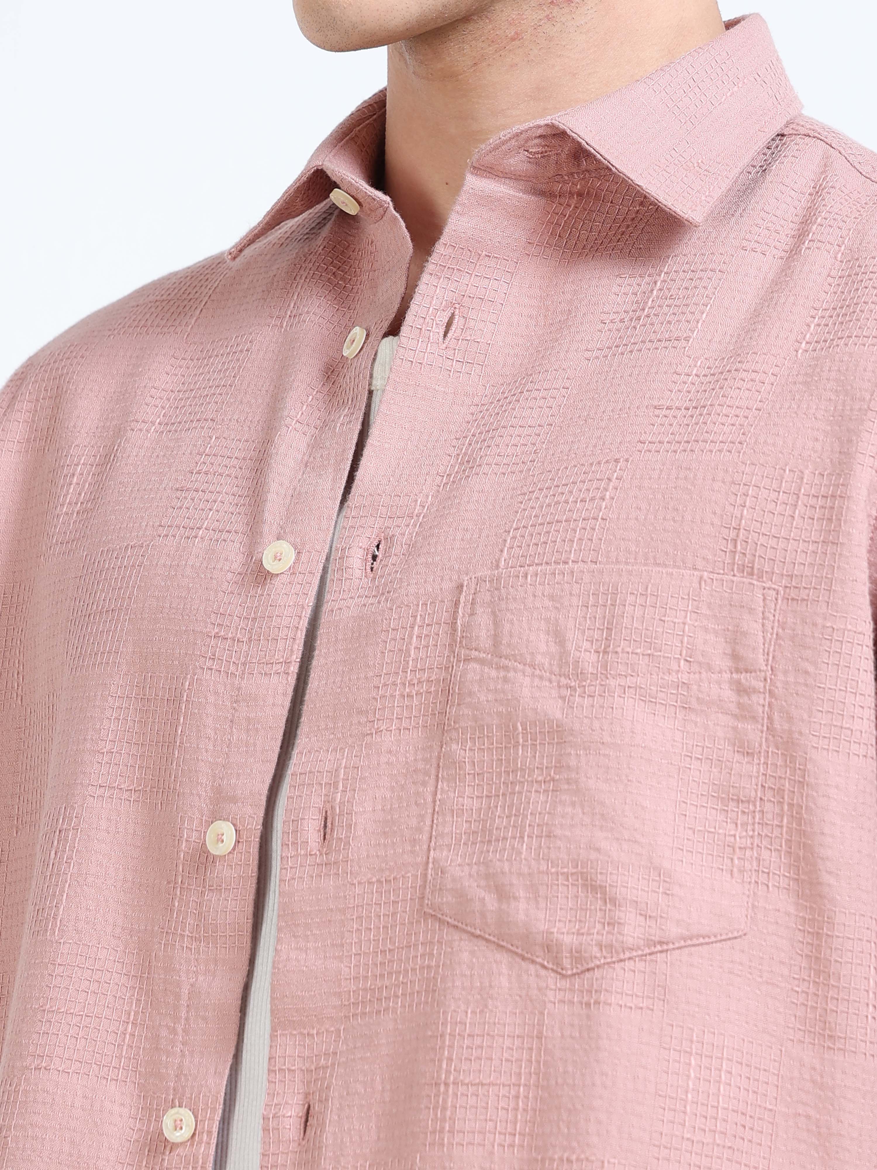 Solid Pink Linen Shirt