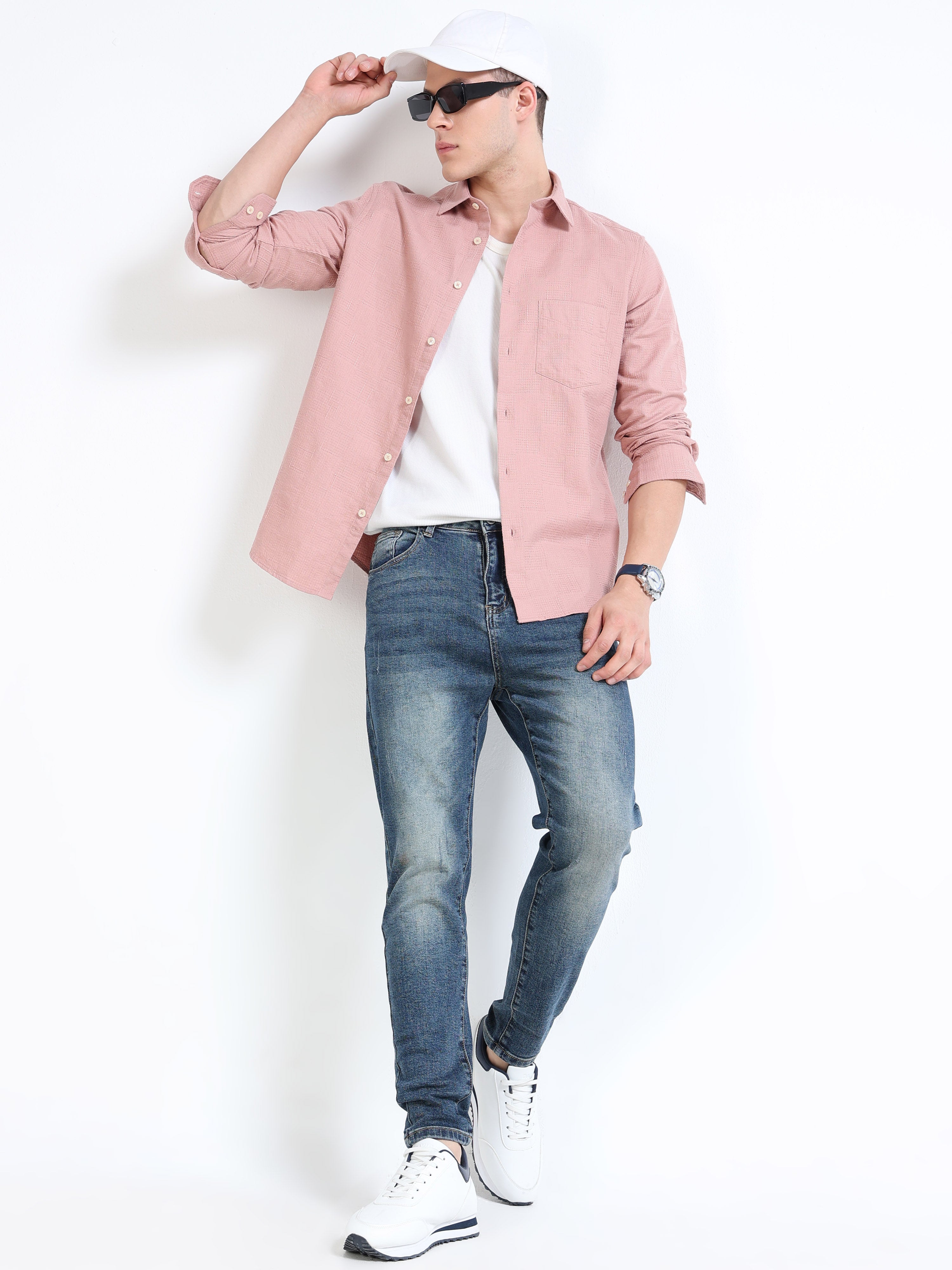 Solid Pink Linen Shirt