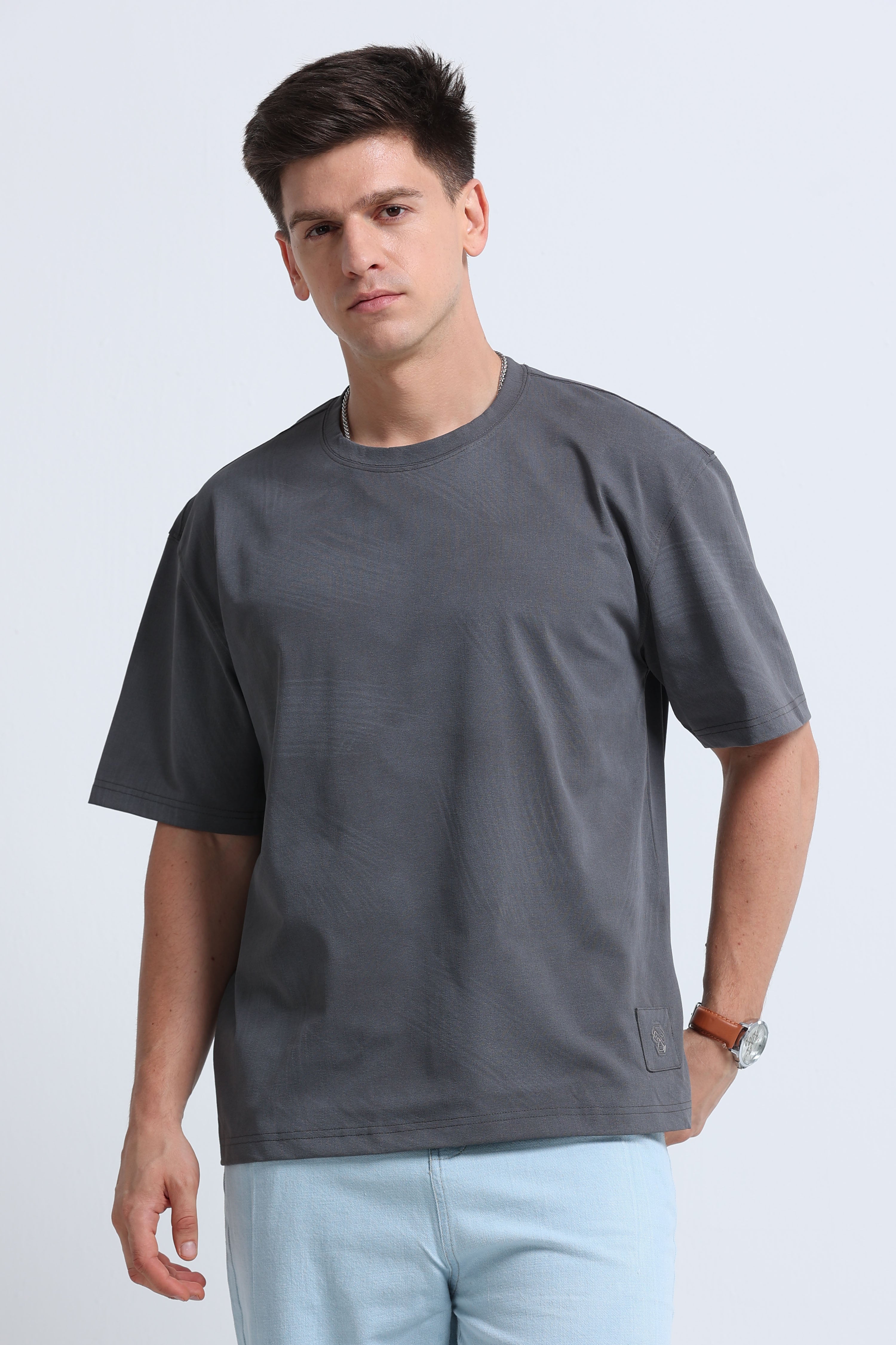 Men Grey Oversized T-Shirt