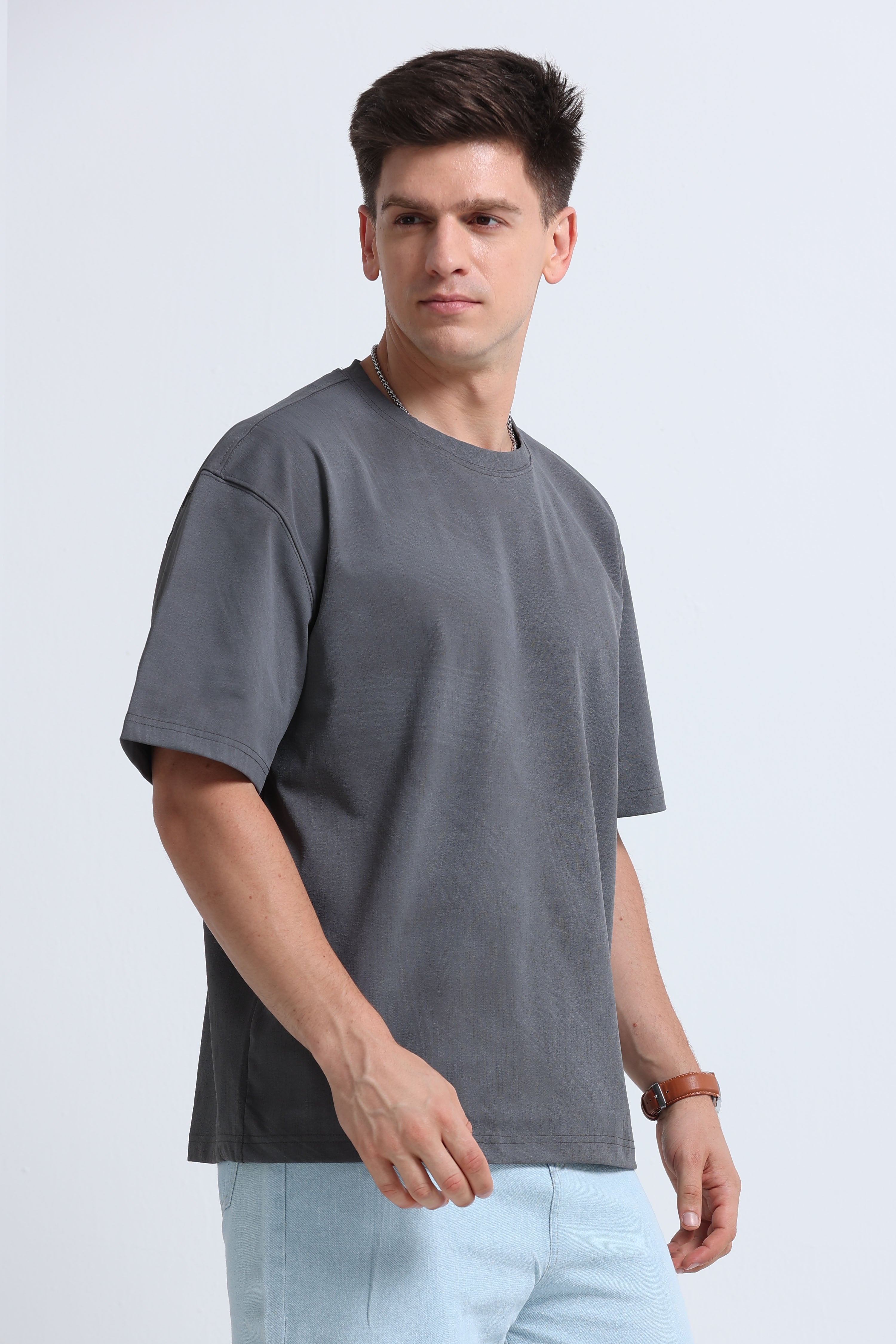 Men Grey Oversized T-Shirt
