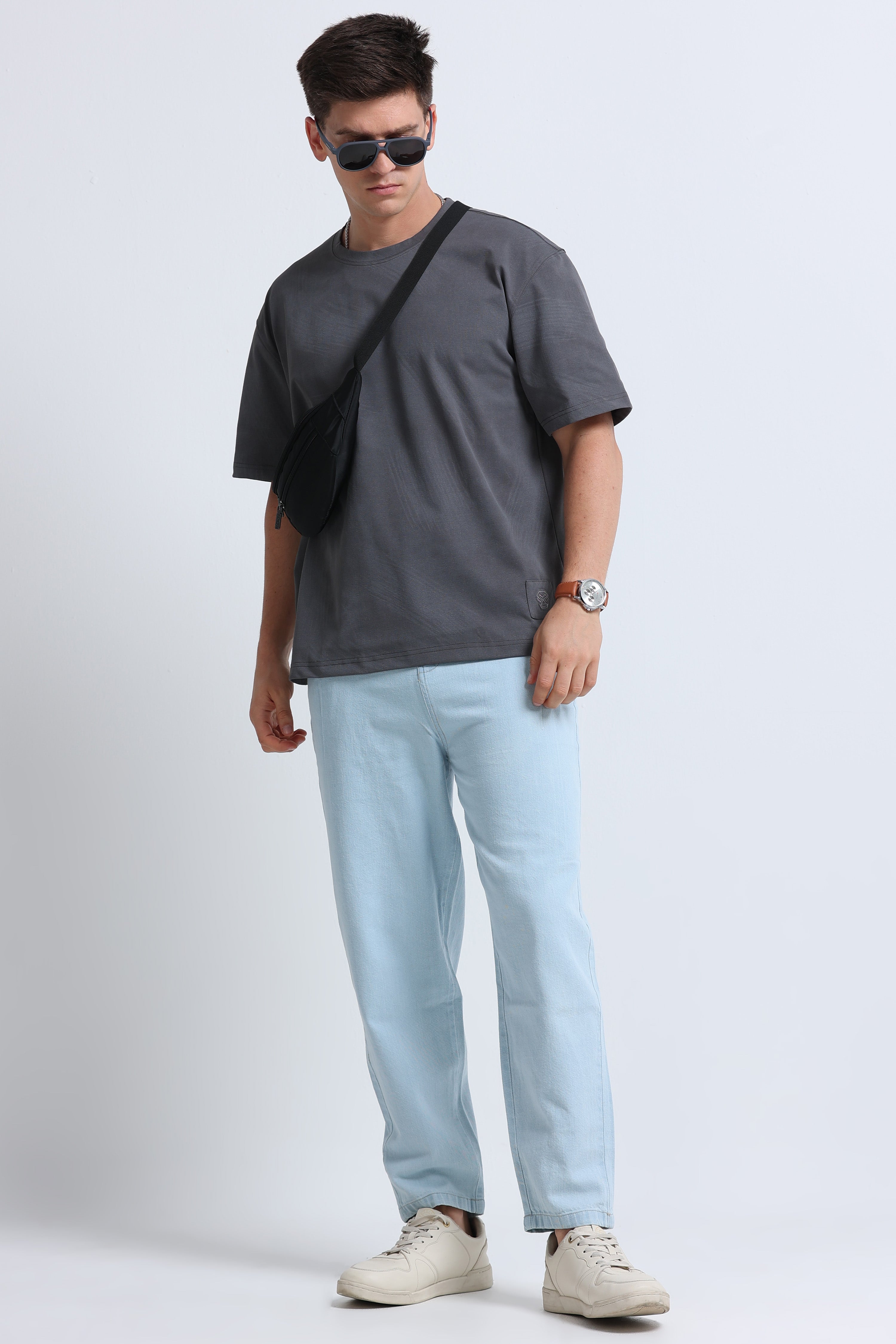 Men Grey Oversized T-Shirt