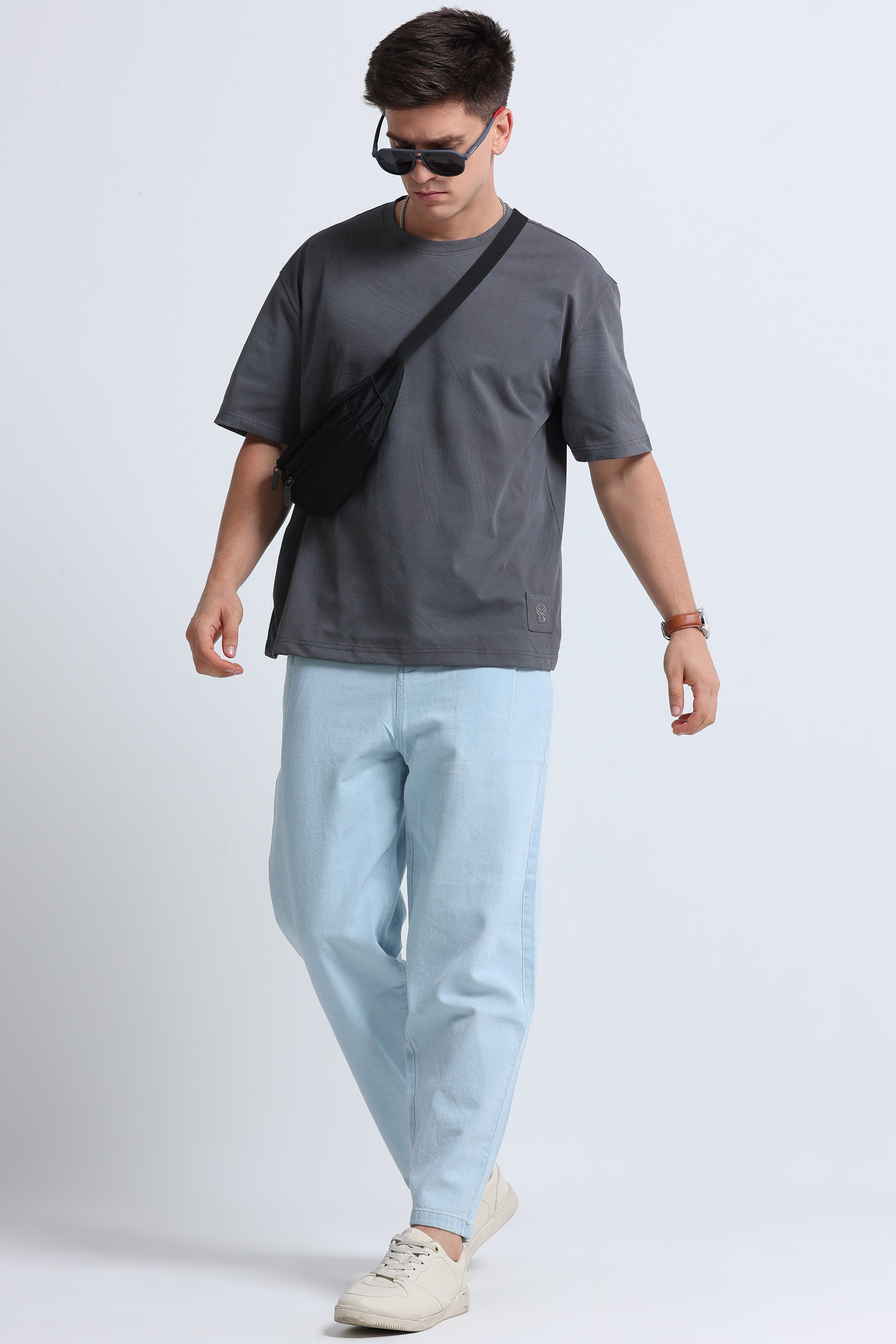 Men Grey Oversized T-Shirt