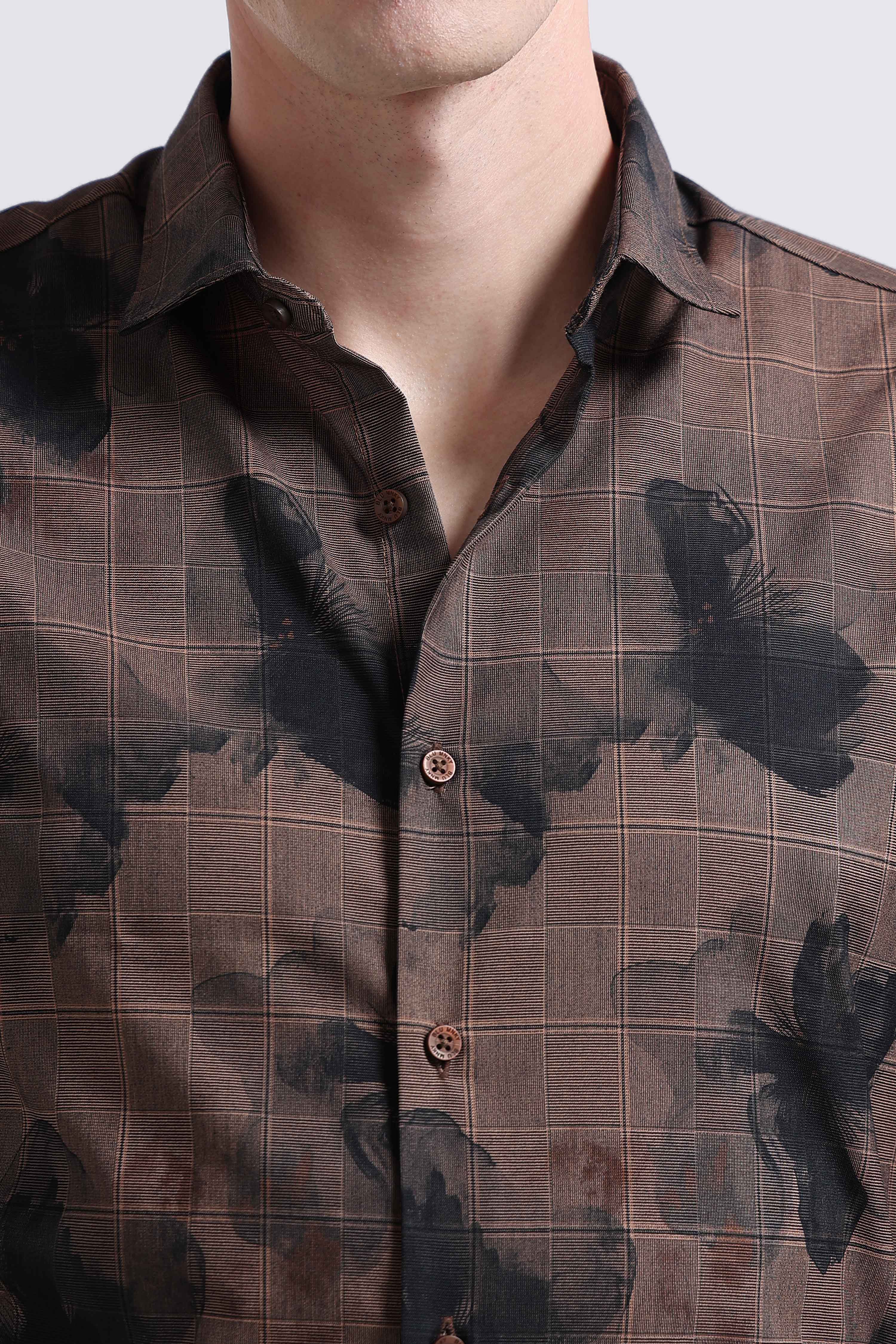 Men Brown Digital Print Shirt