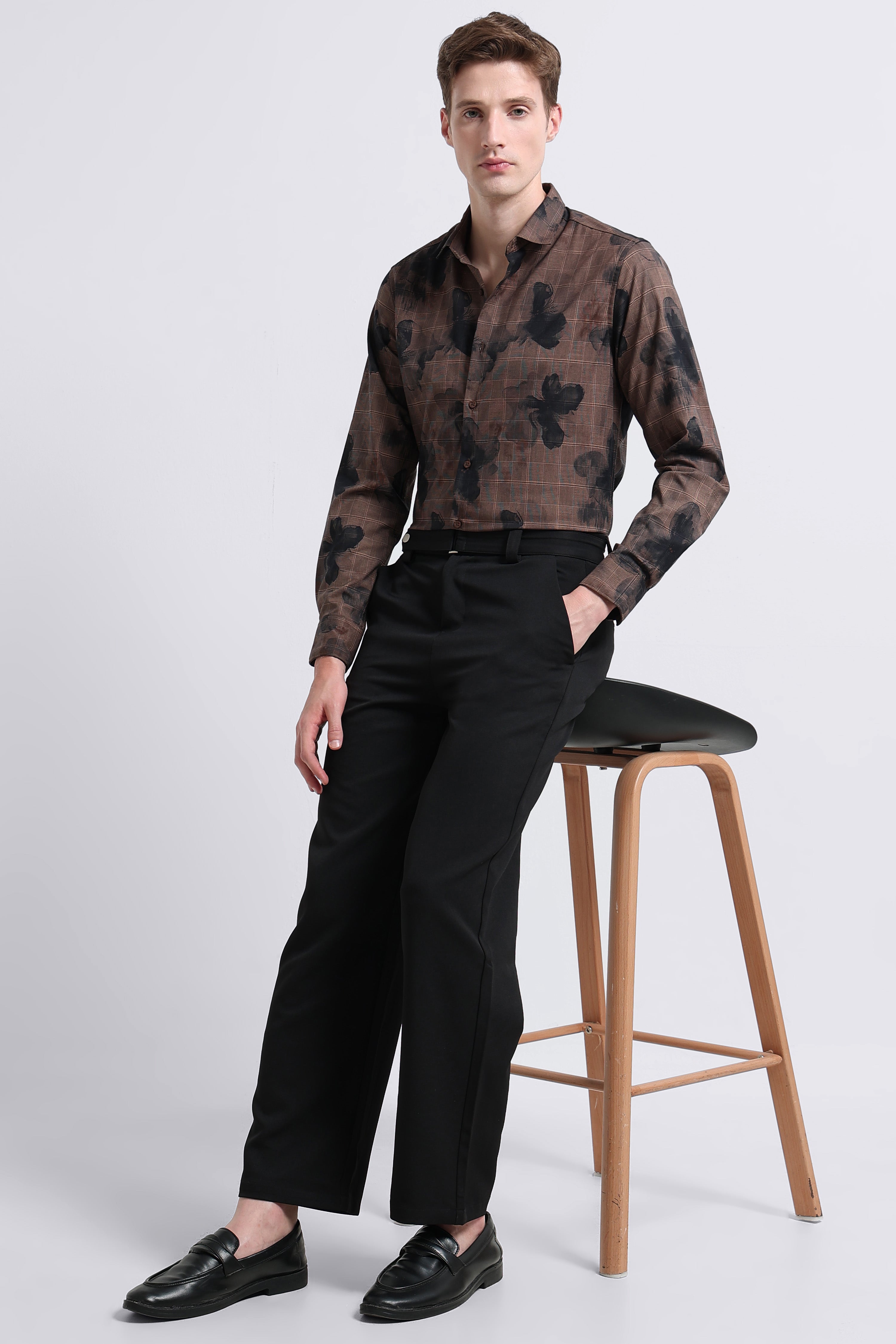 Men Brown Digital Print Shirt