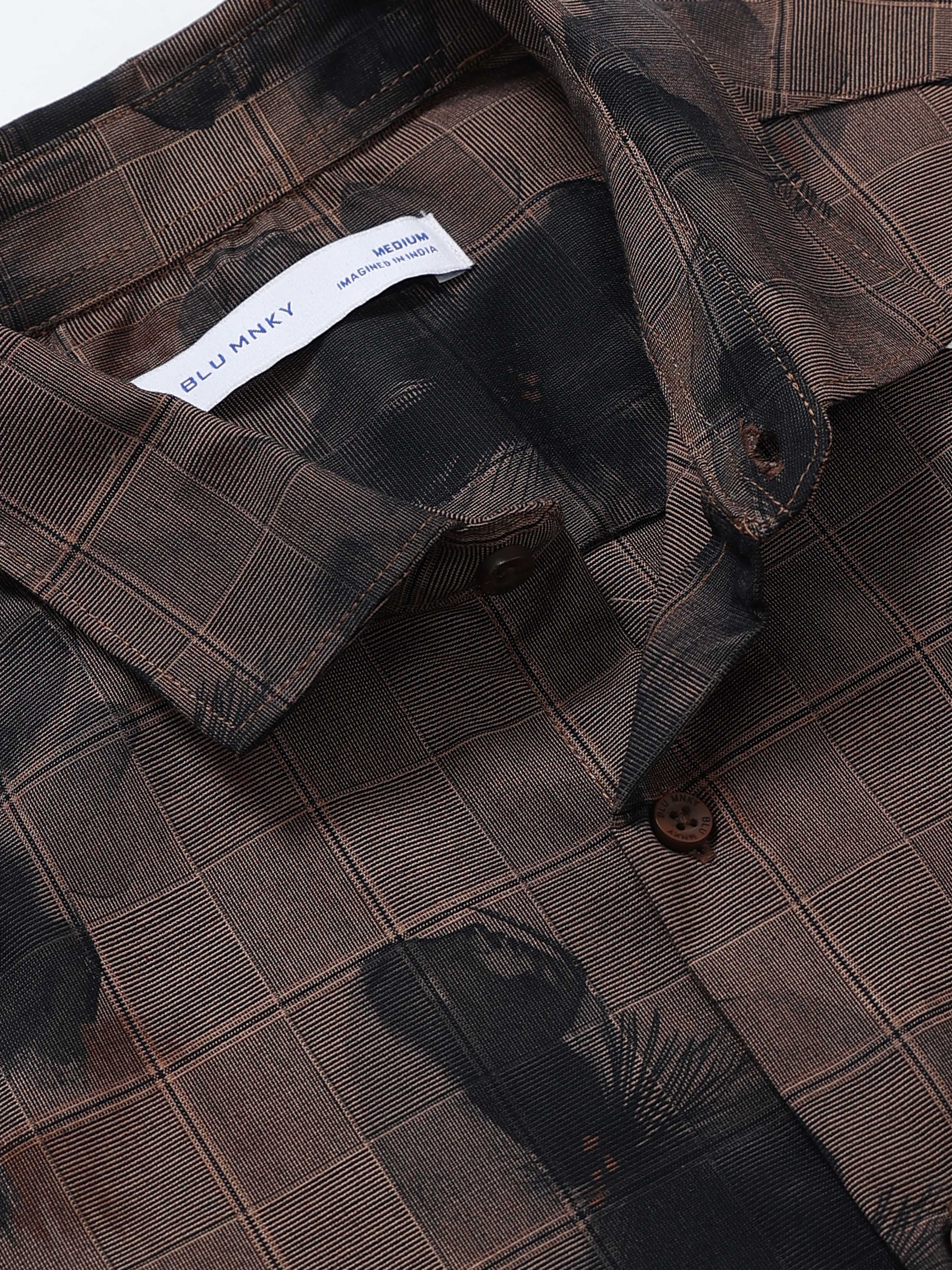 Men Brown Digital Print Shirt