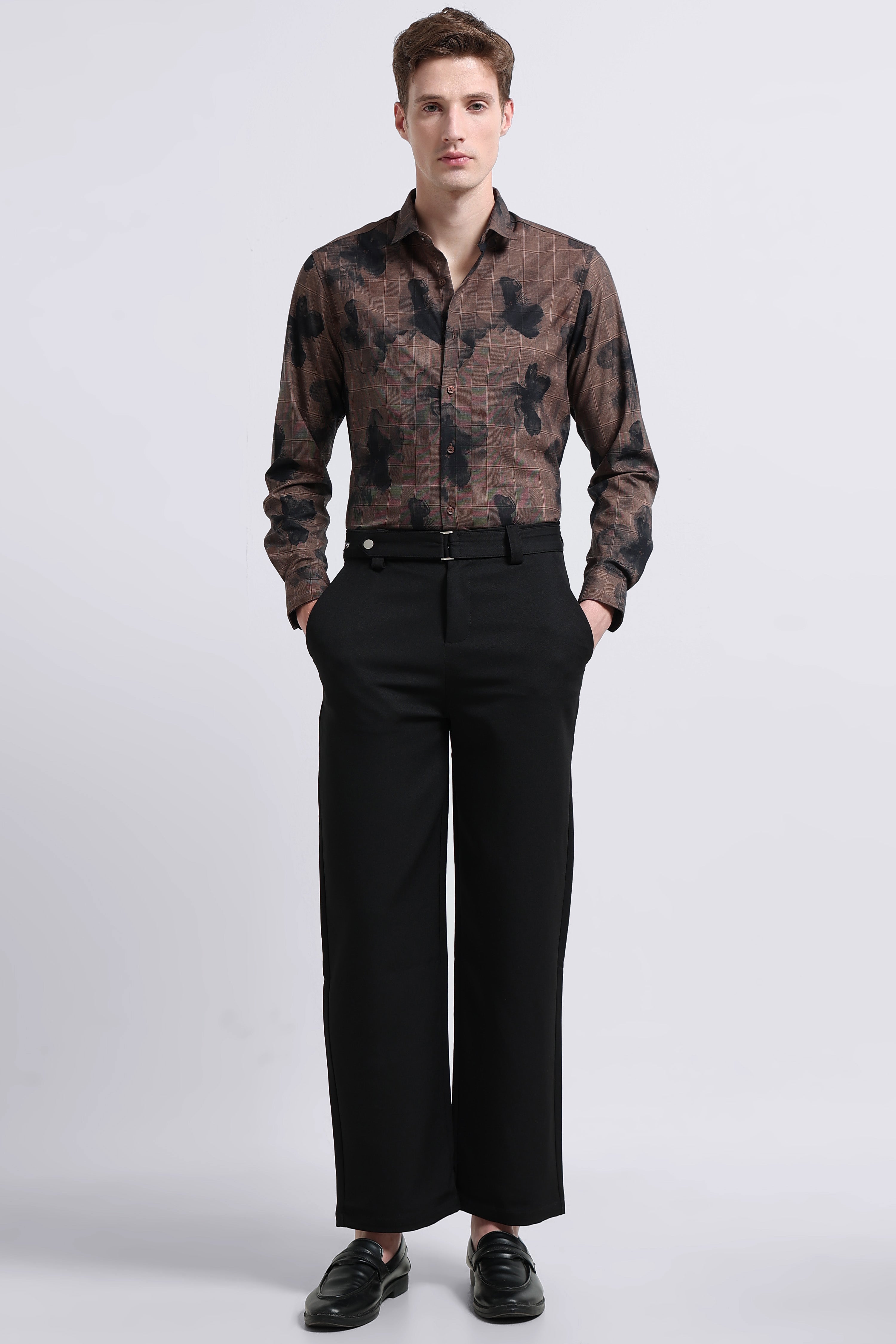 Men Brown Digital Print Shirt