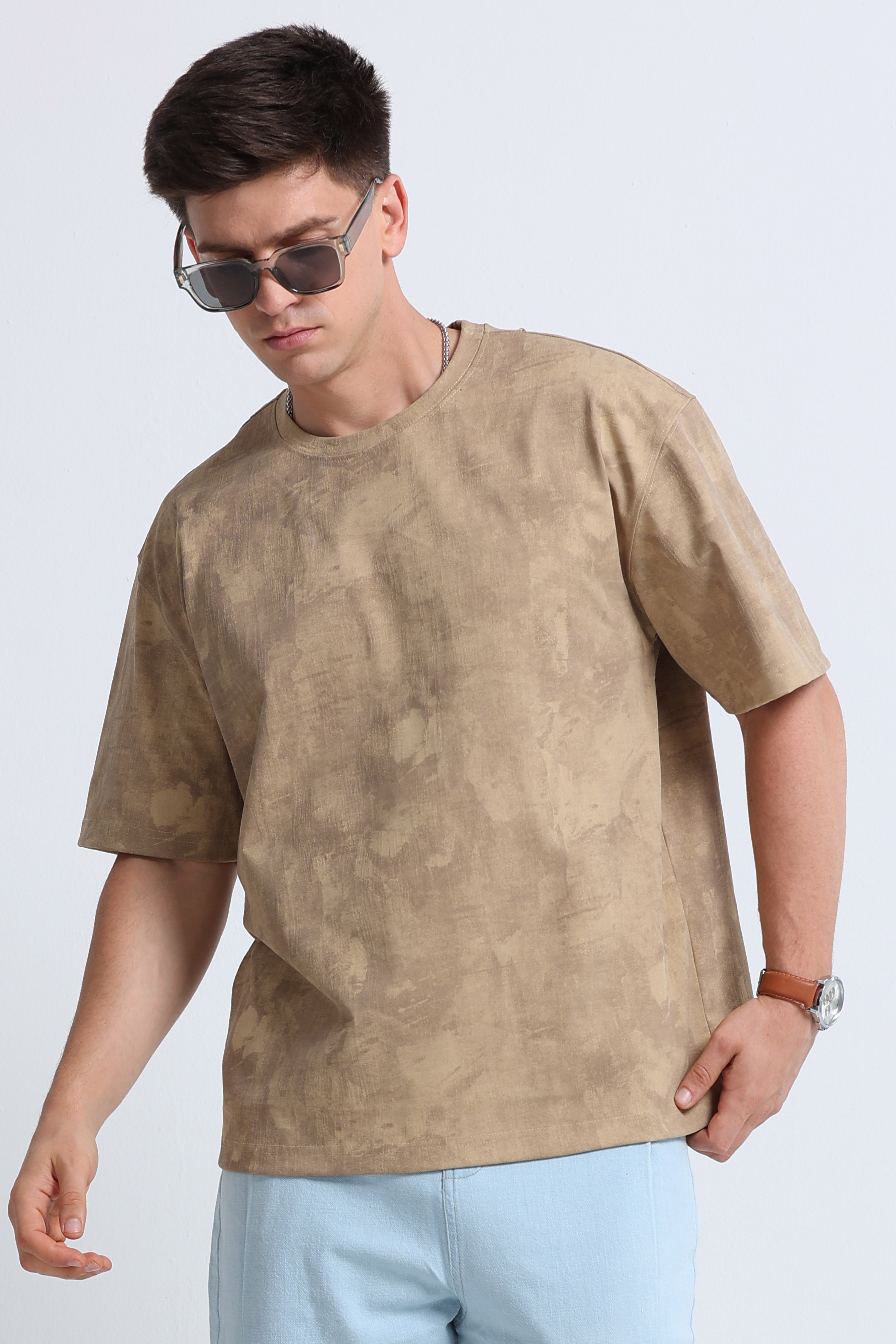 Men Beige Streetwear T-Shirt