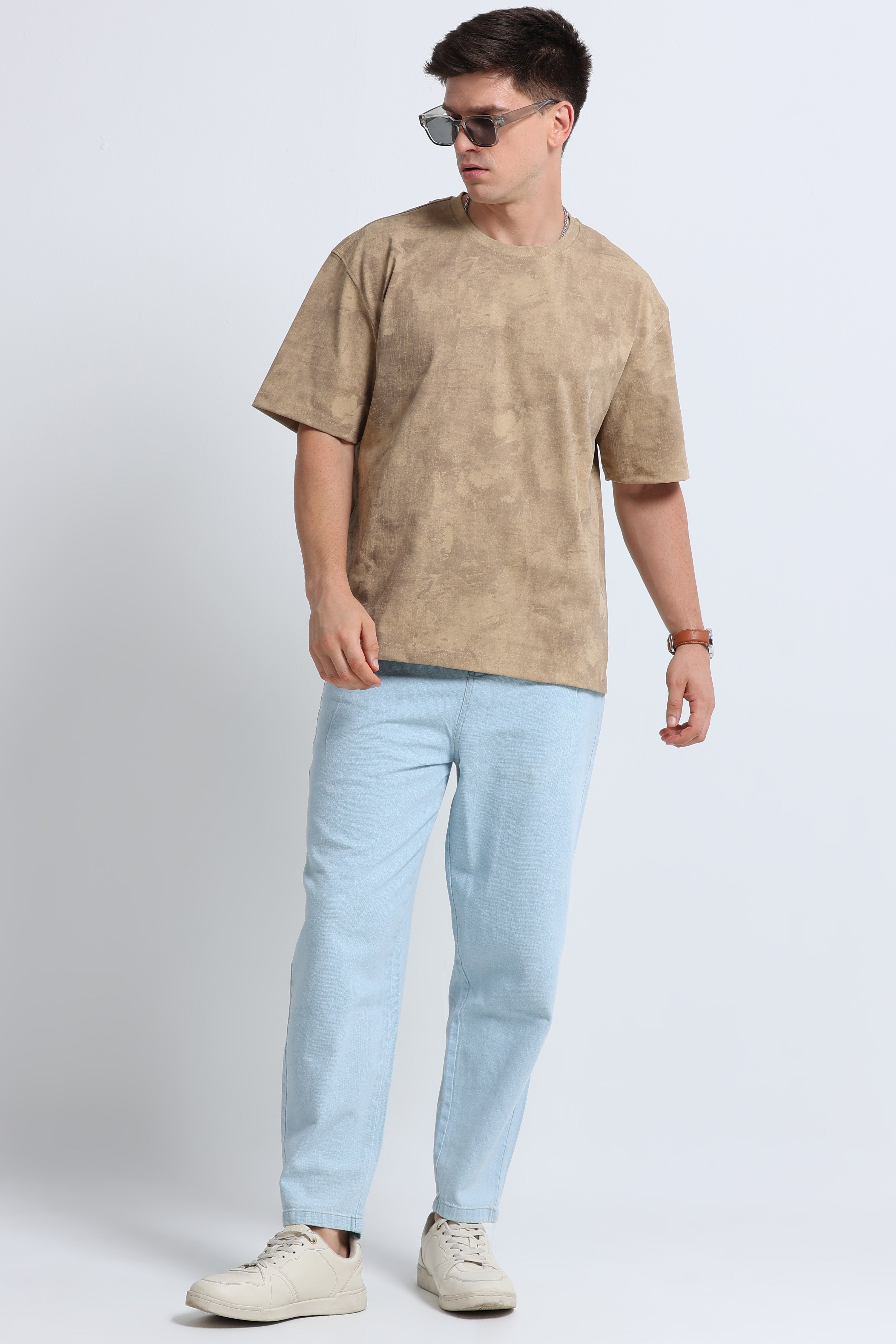 Men Beige Streetwear T-Shirt