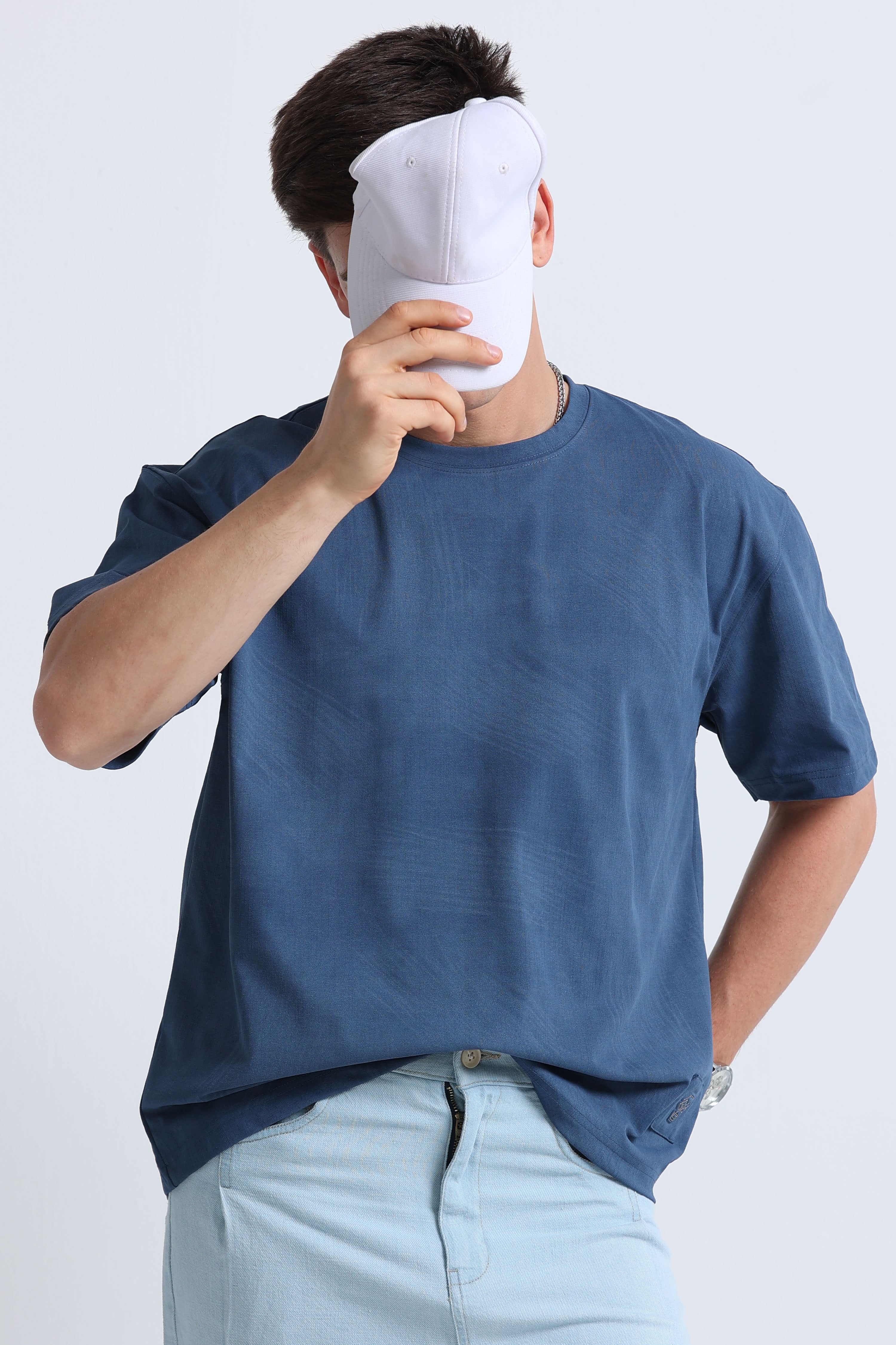 Men Blue Oversized T-Shirt