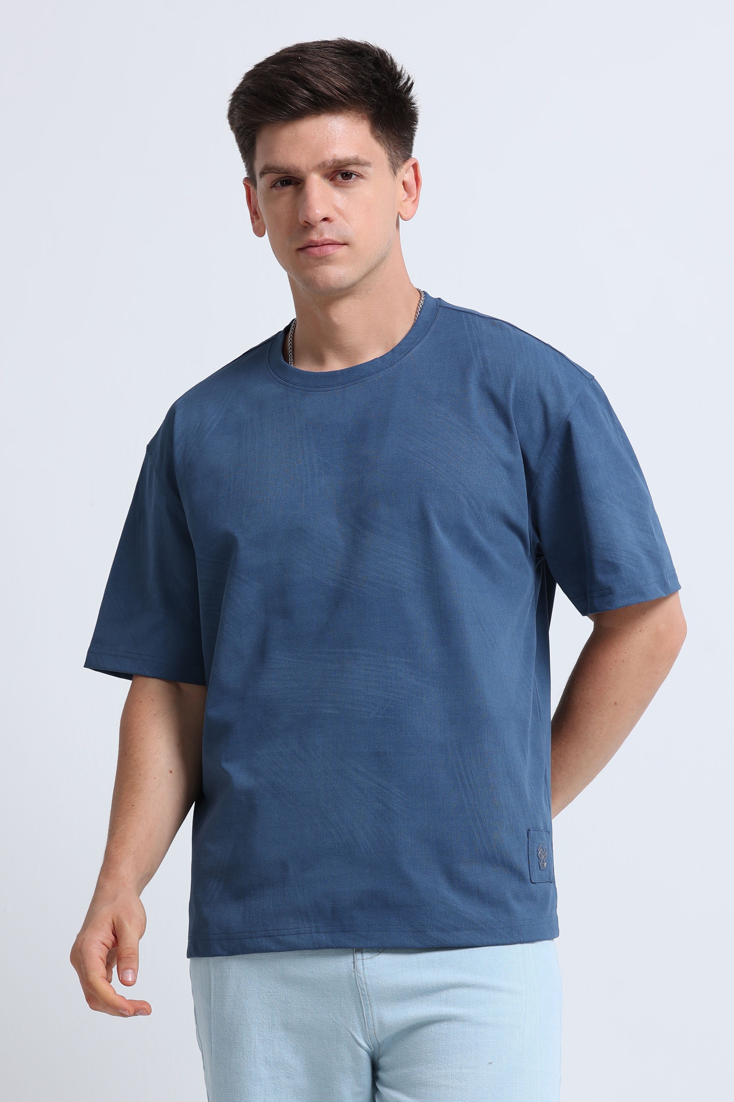 Men Blue Oversized T-Shirt