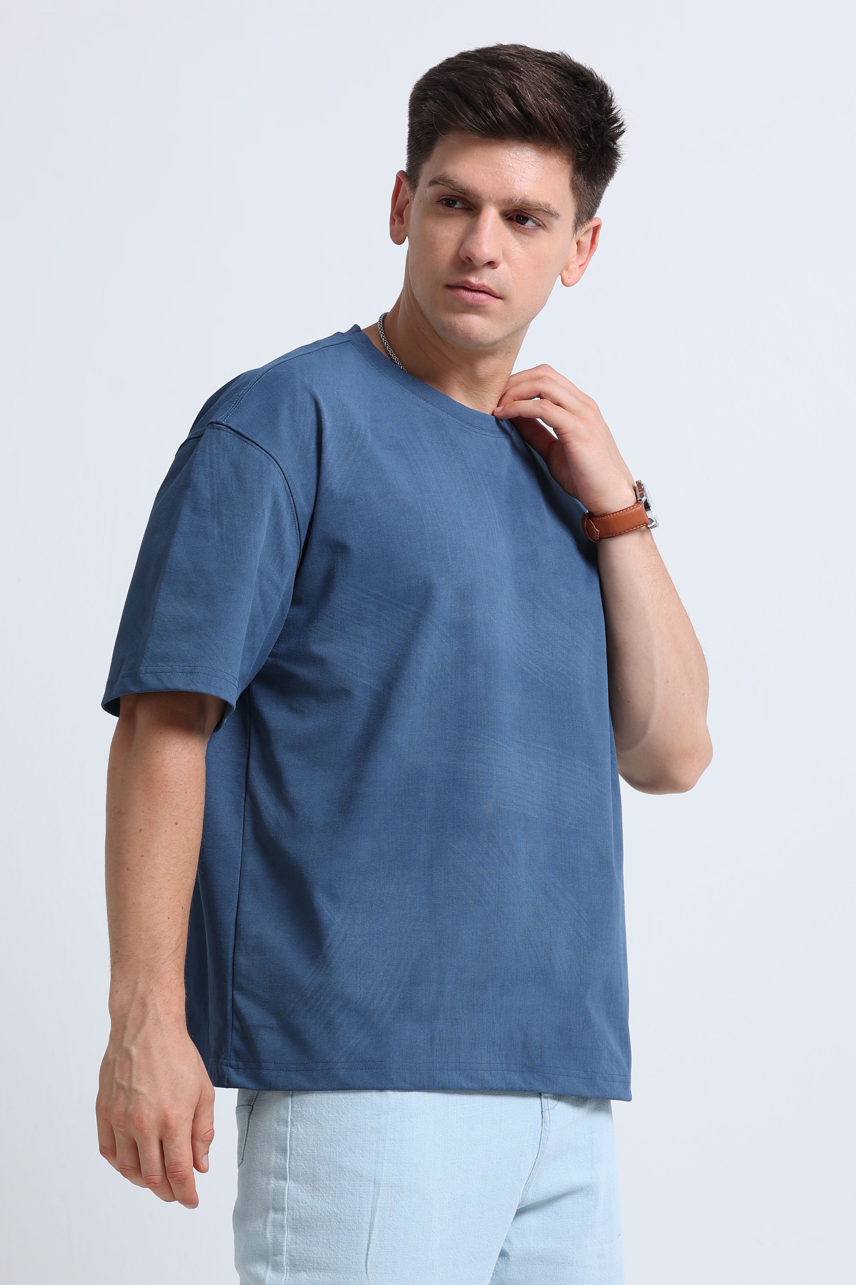 Men Blue Oversized T-Shirt