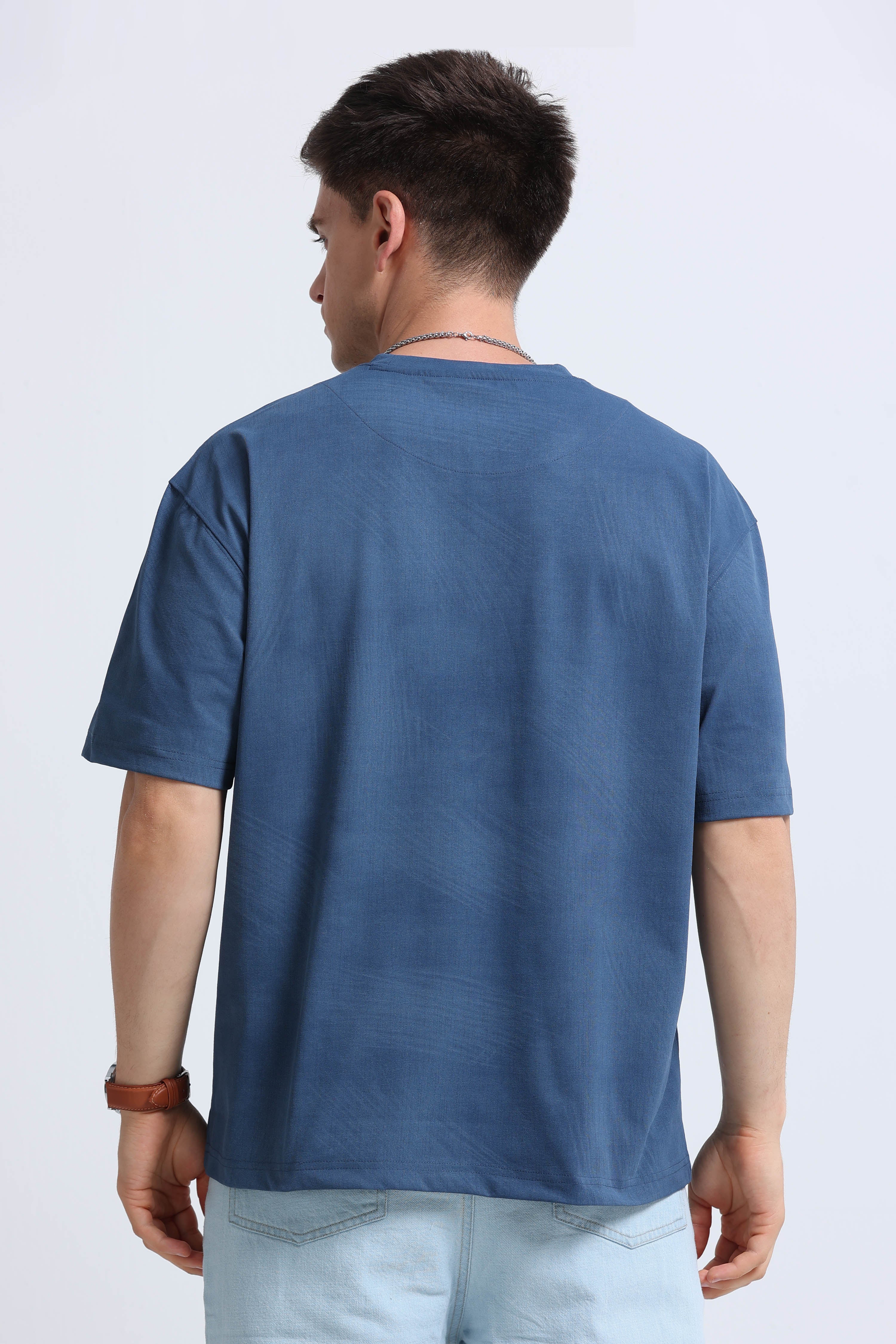 Men Blue Oversized T-Shirt