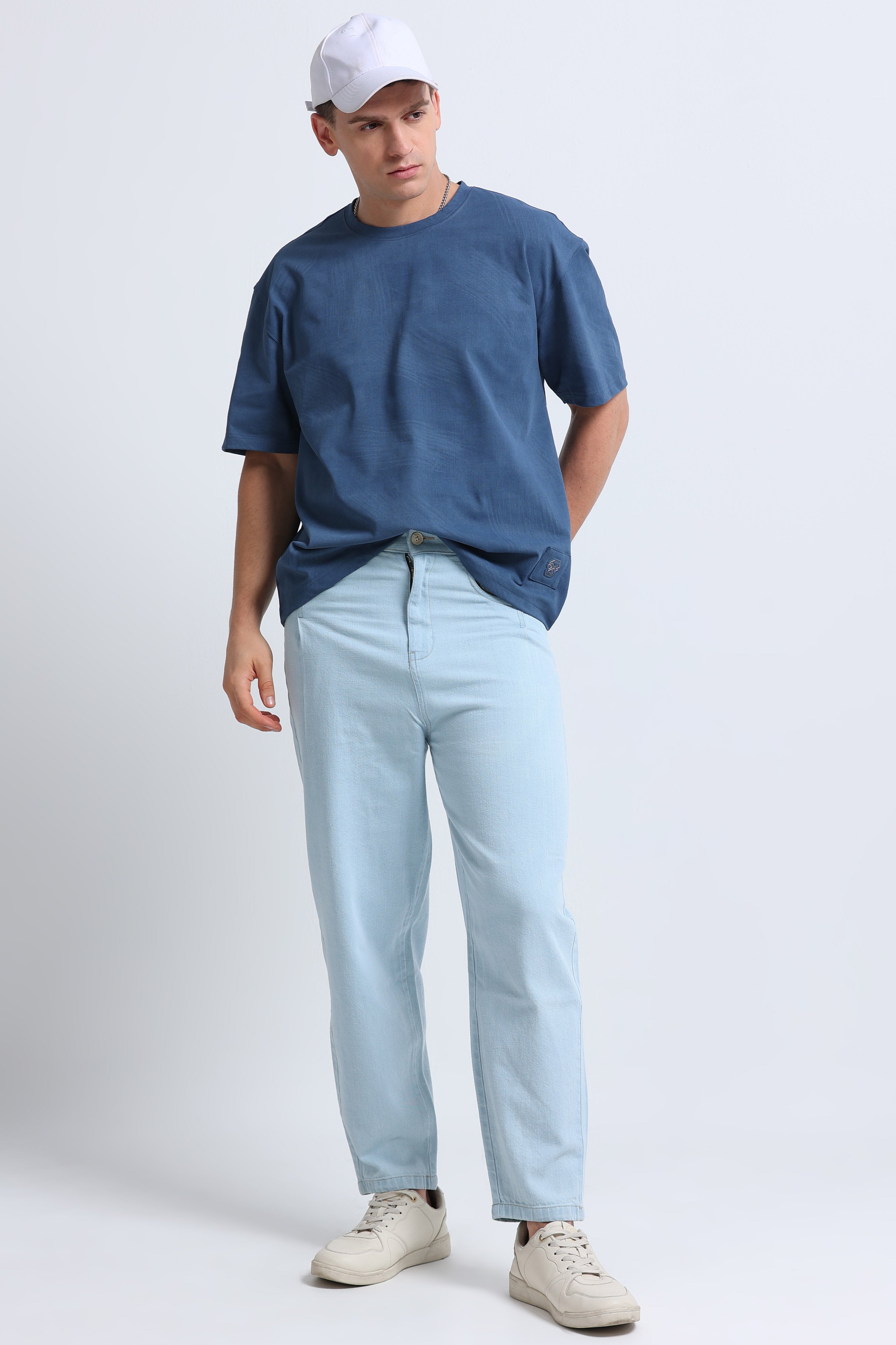 Men Blue Oversized T-Shirt