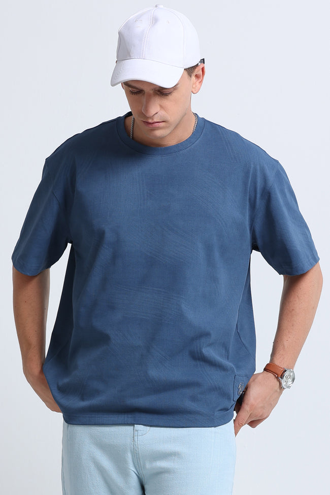 Men Blue Oversized T-Shirt