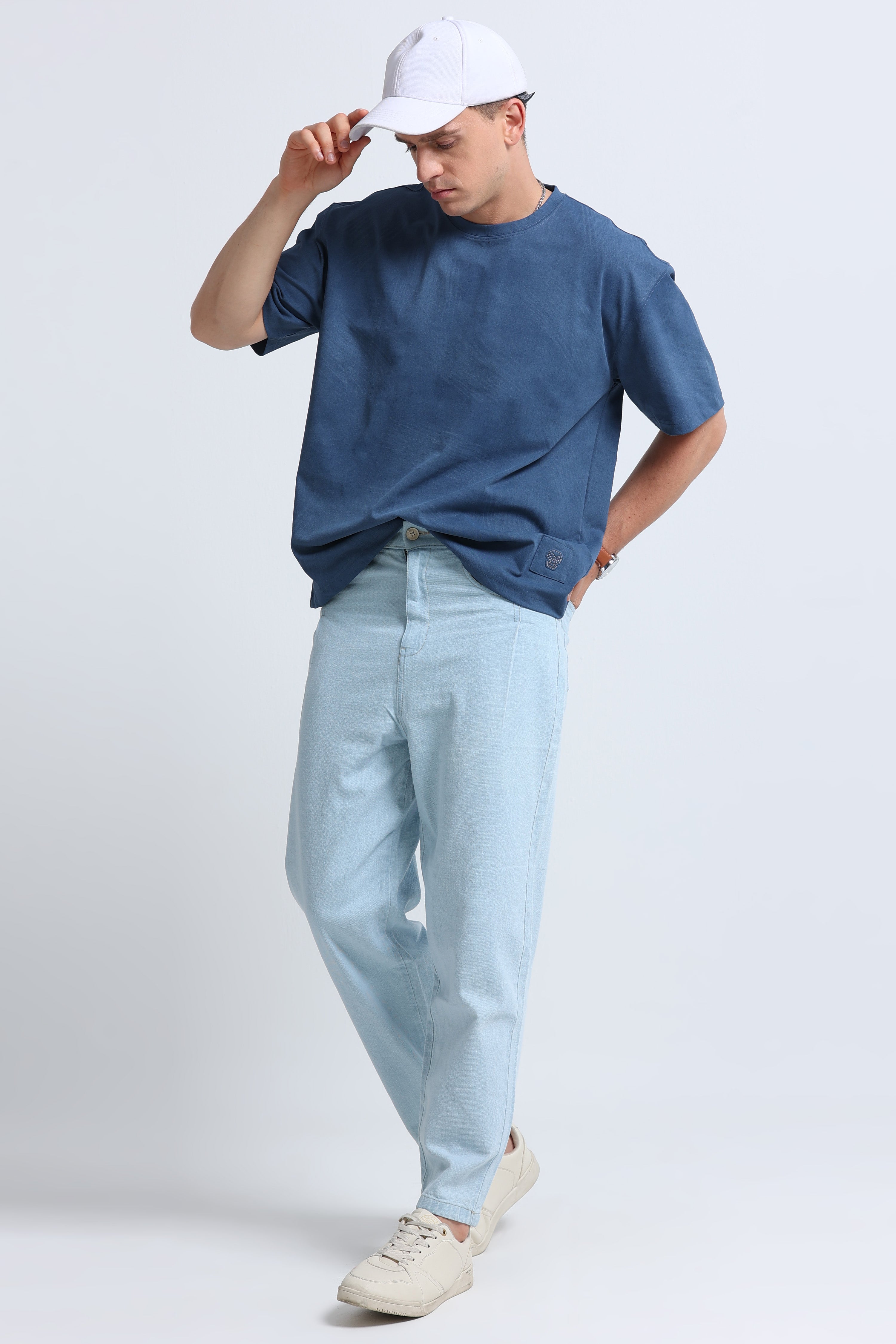 Men Blue Oversized T-Shirt