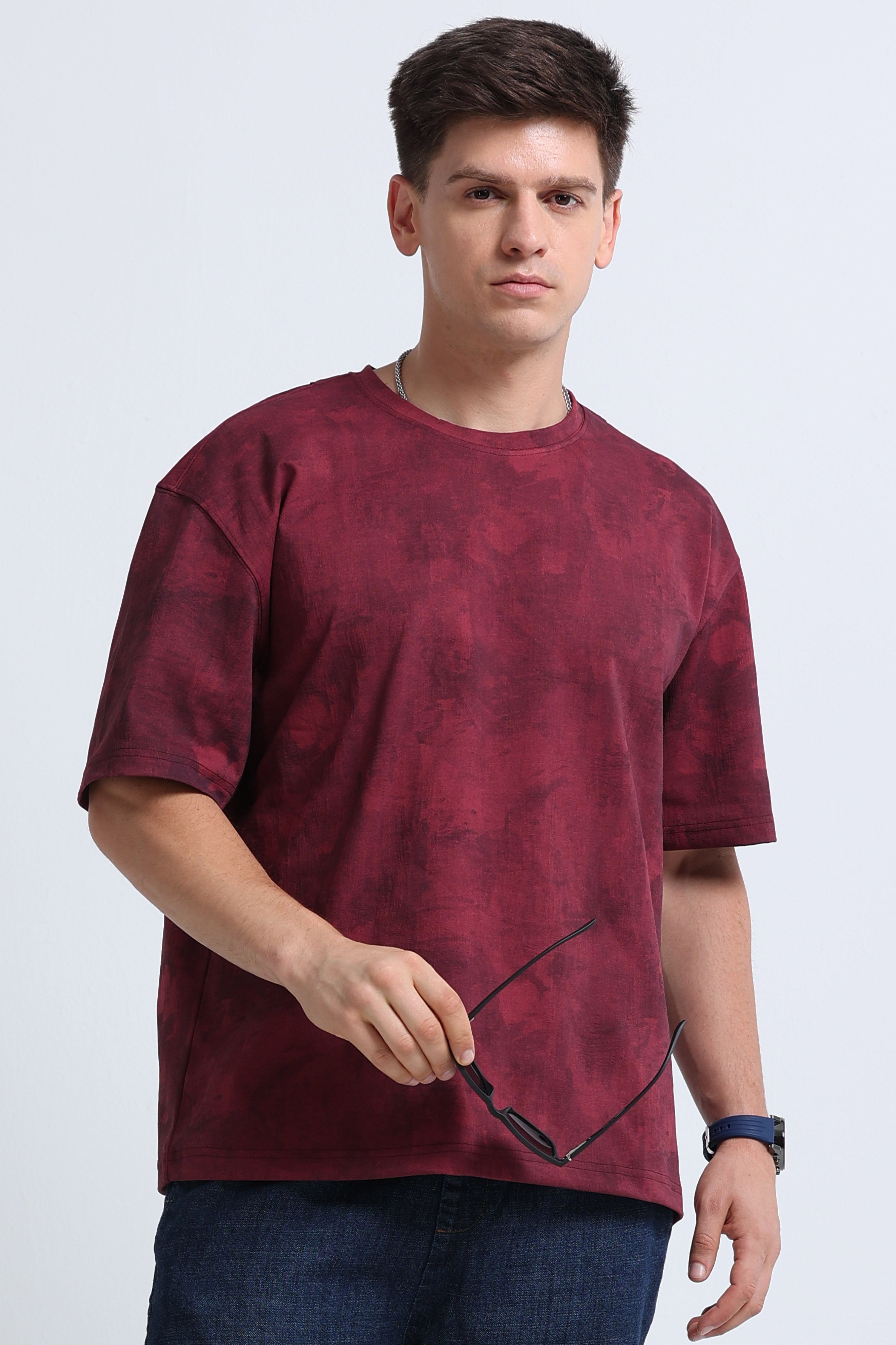 Men Maroon Streetwear T-Shirt