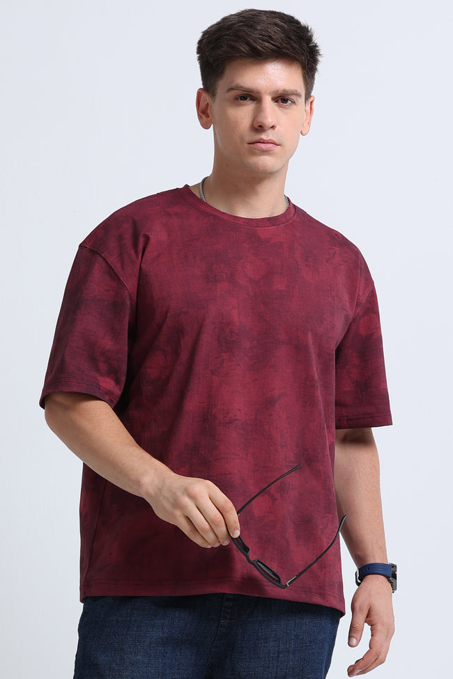 Men Maroon Streetwear T-Shirt