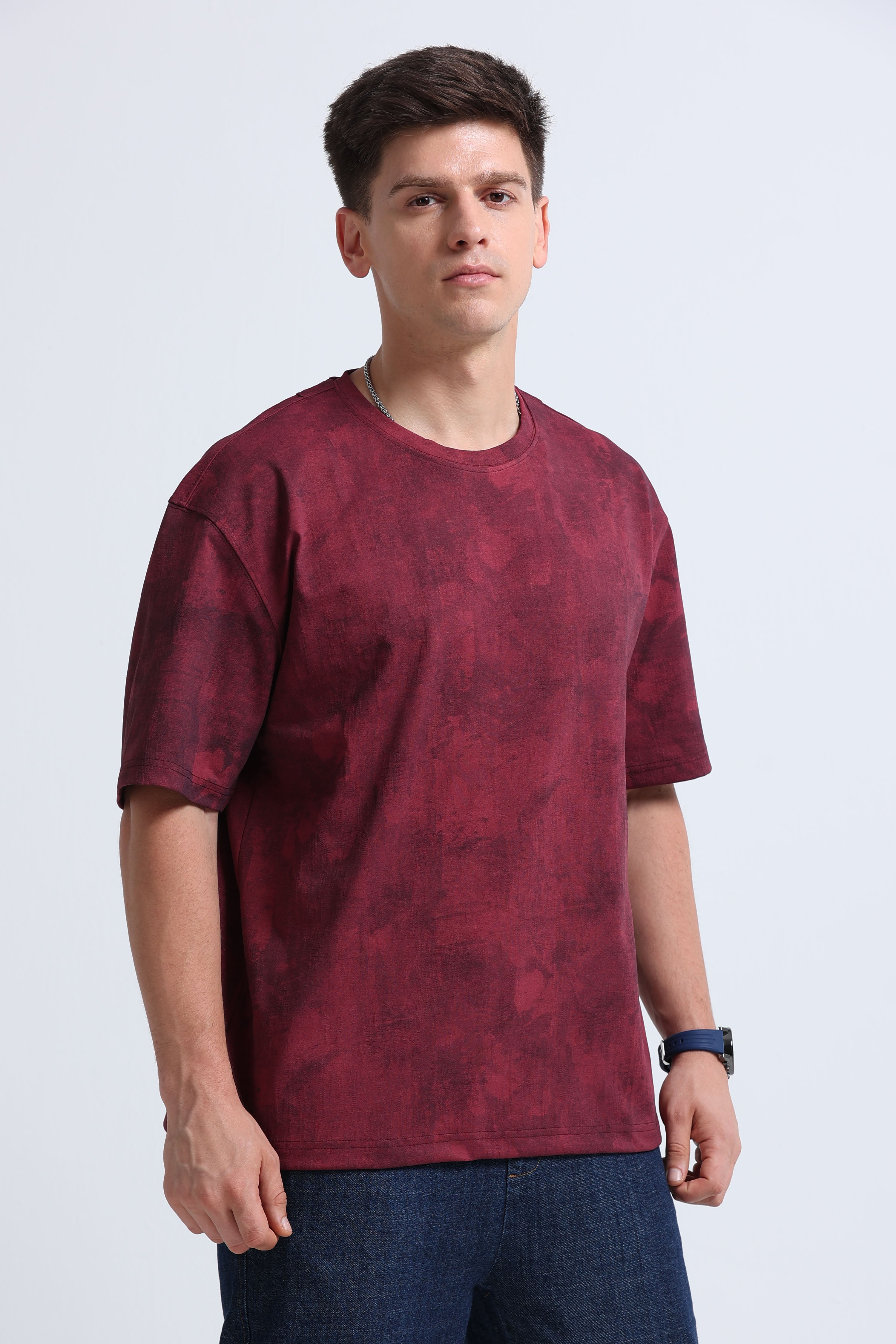 Men Maroon Streetwear T-Shirt