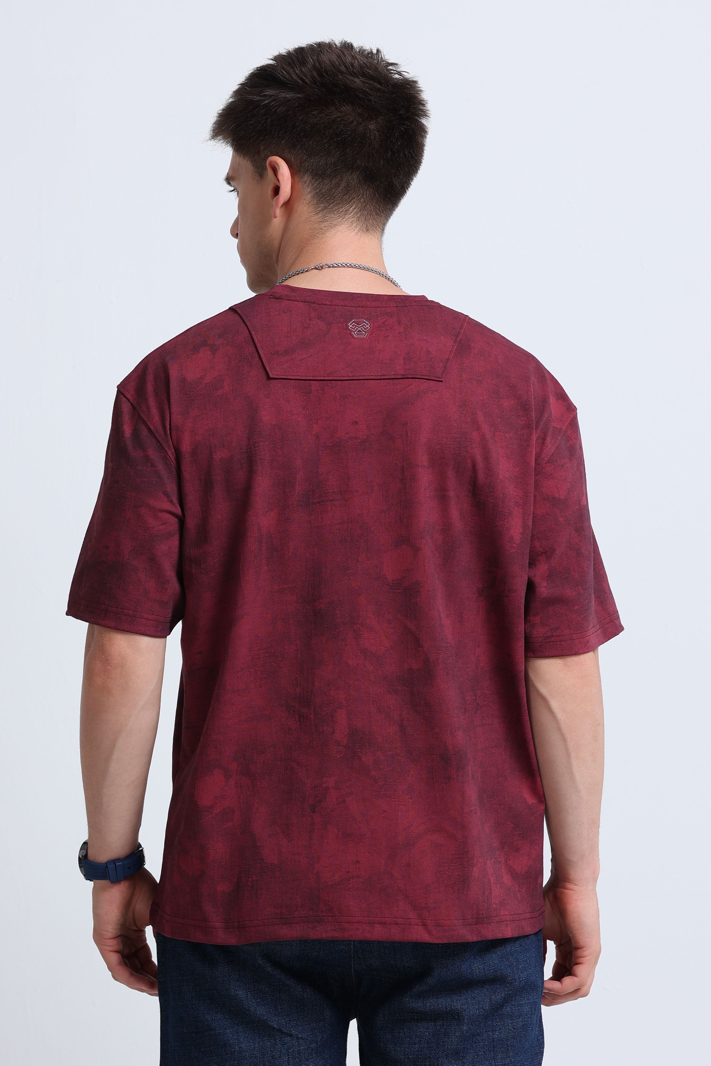 Men Maroon Streetwear T-Shirt