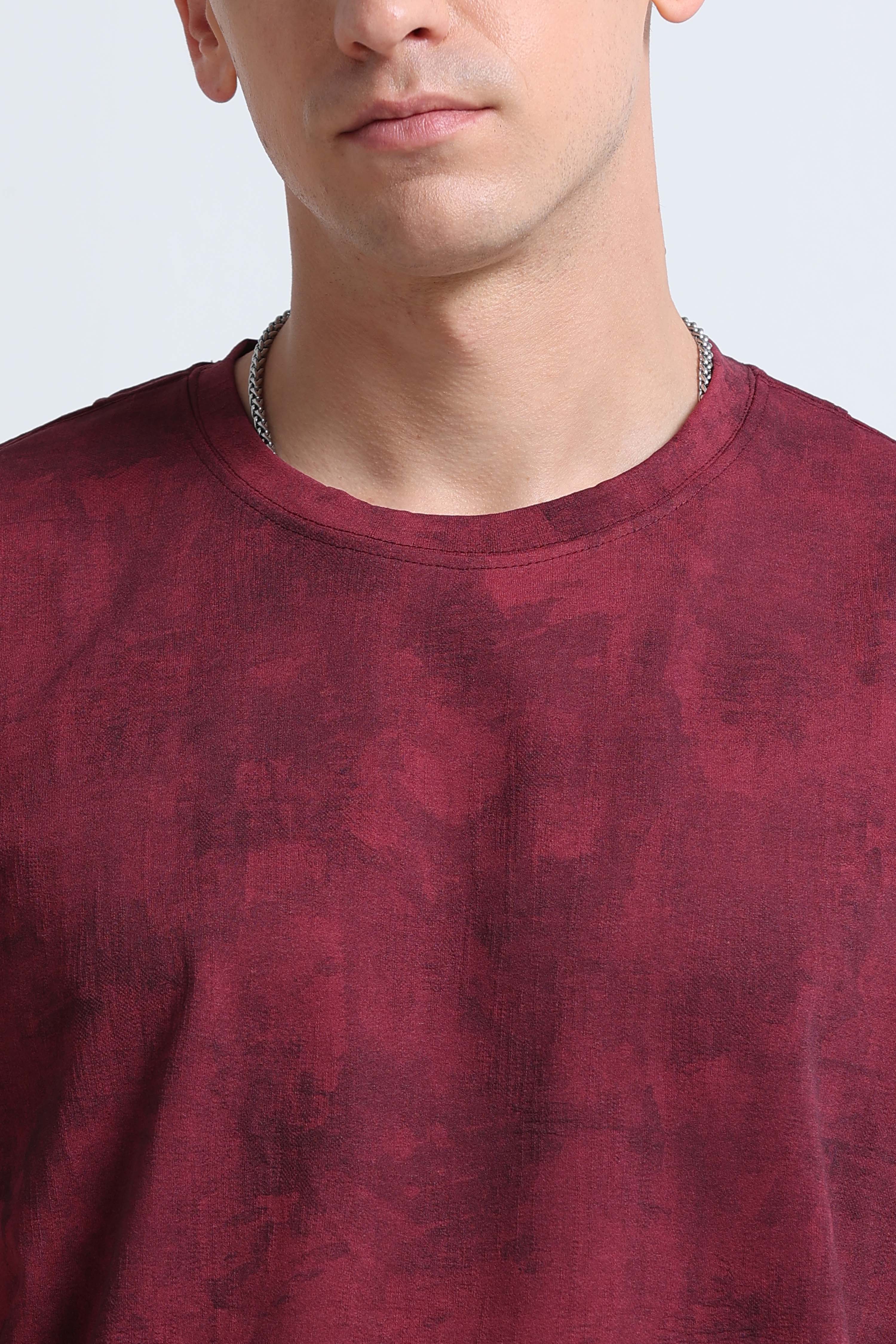 Men Maroon Streetwear T-Shirt