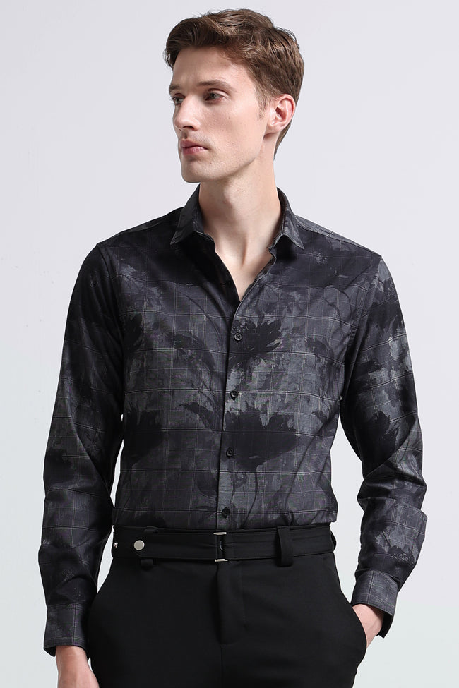 Men Grey Digital Print Shirt