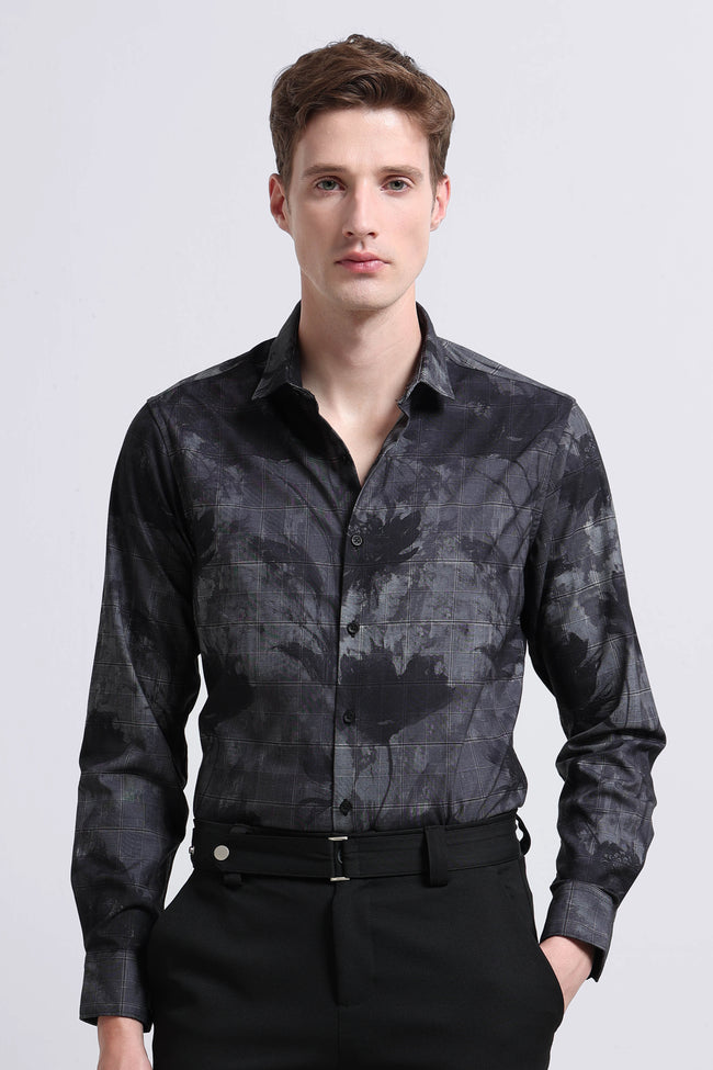 Men Grey Digital Print Shirt