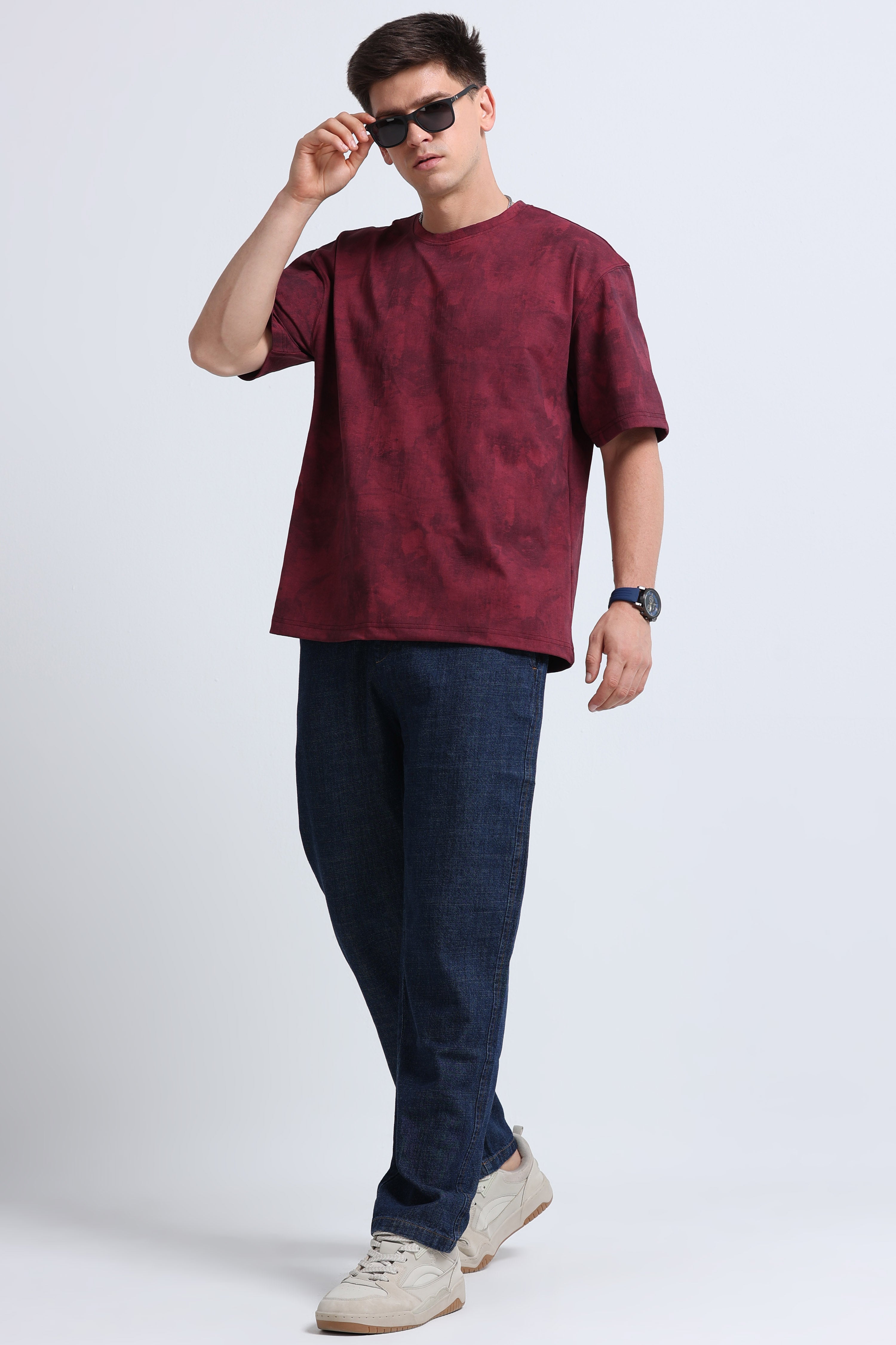 Men Maroon Streetwear T-Shirt