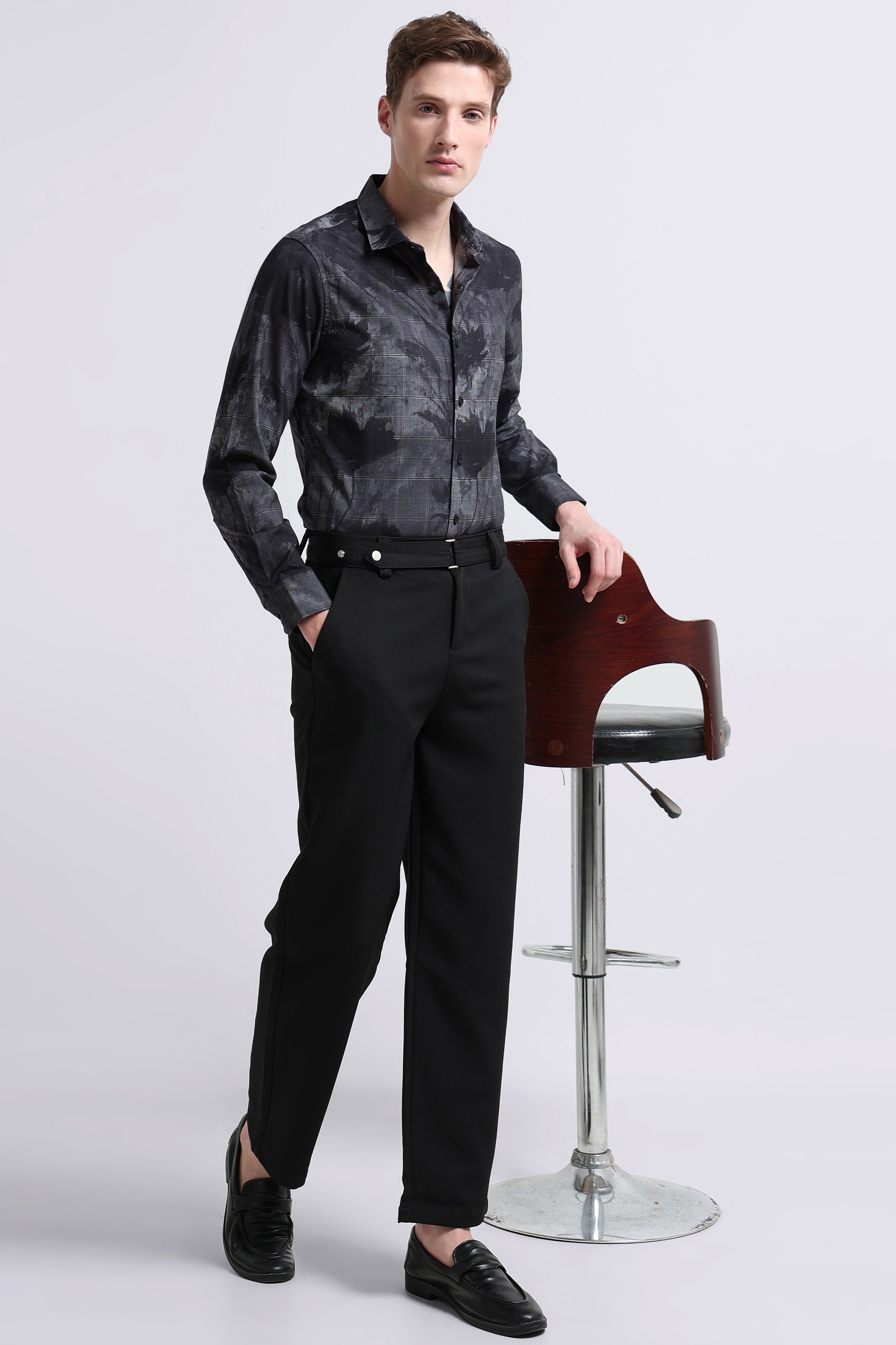 Men Grey Digital Print Shirt