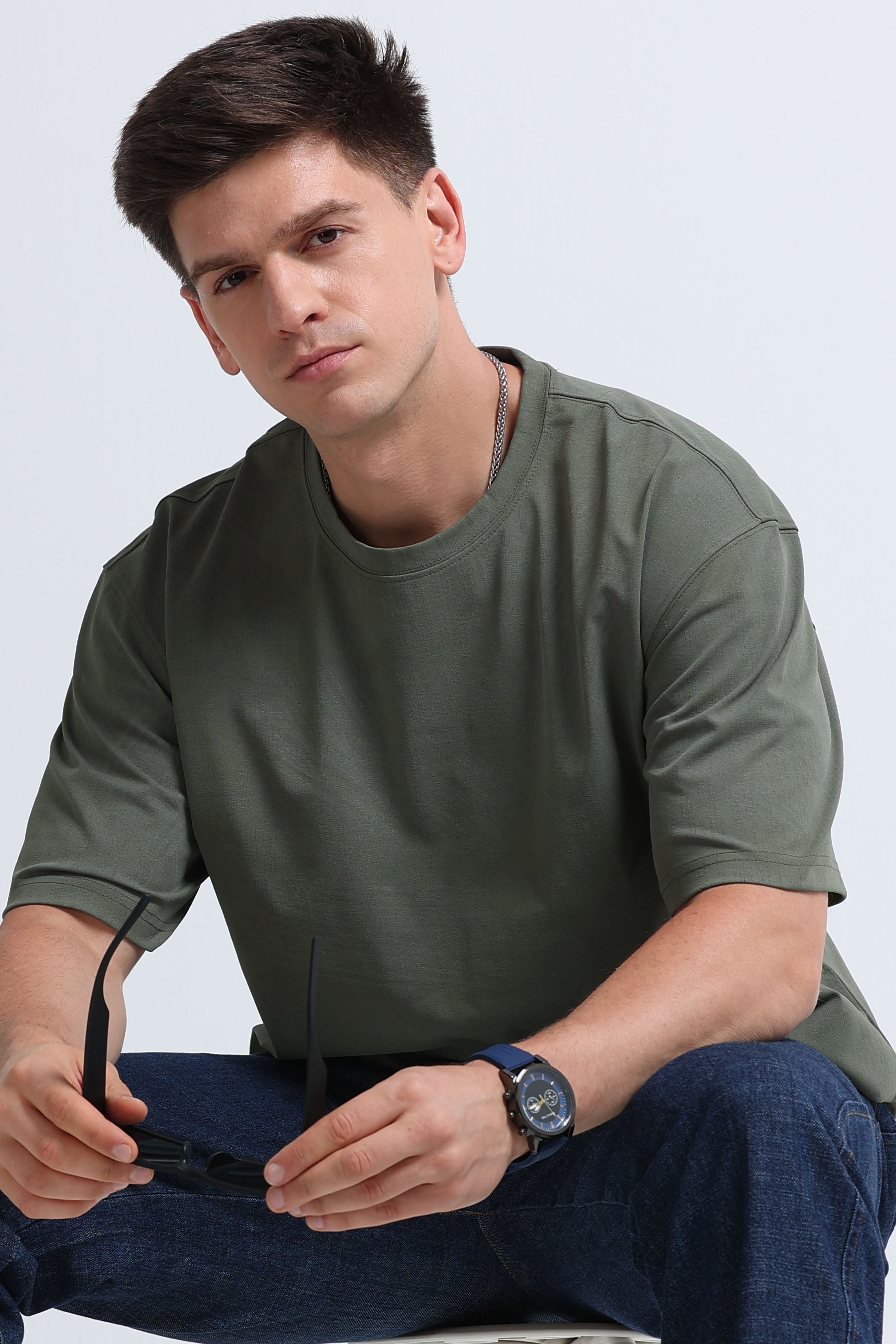 Men Green Oversized T-Shirt