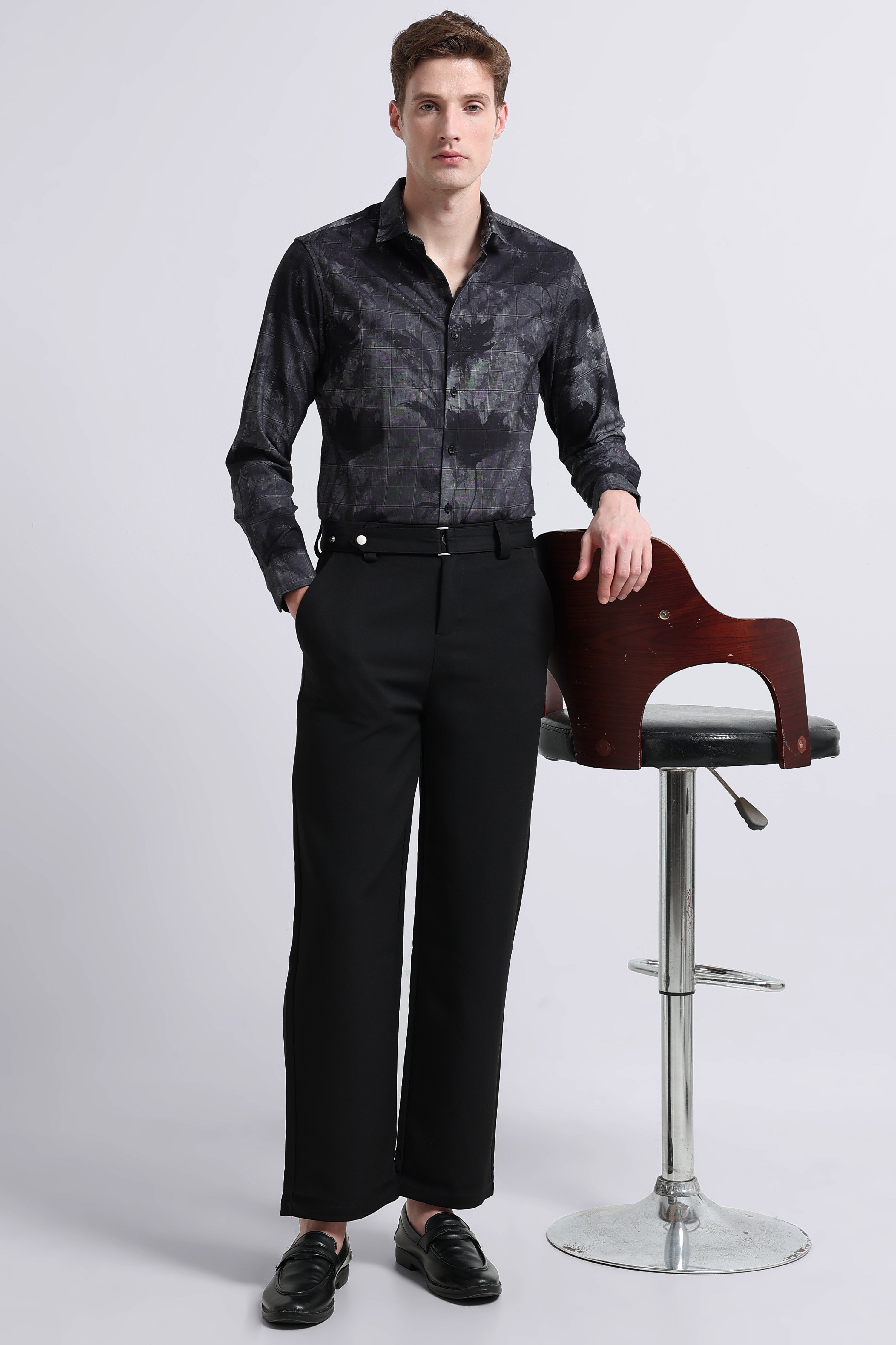 Men Grey Digital Print Shirt