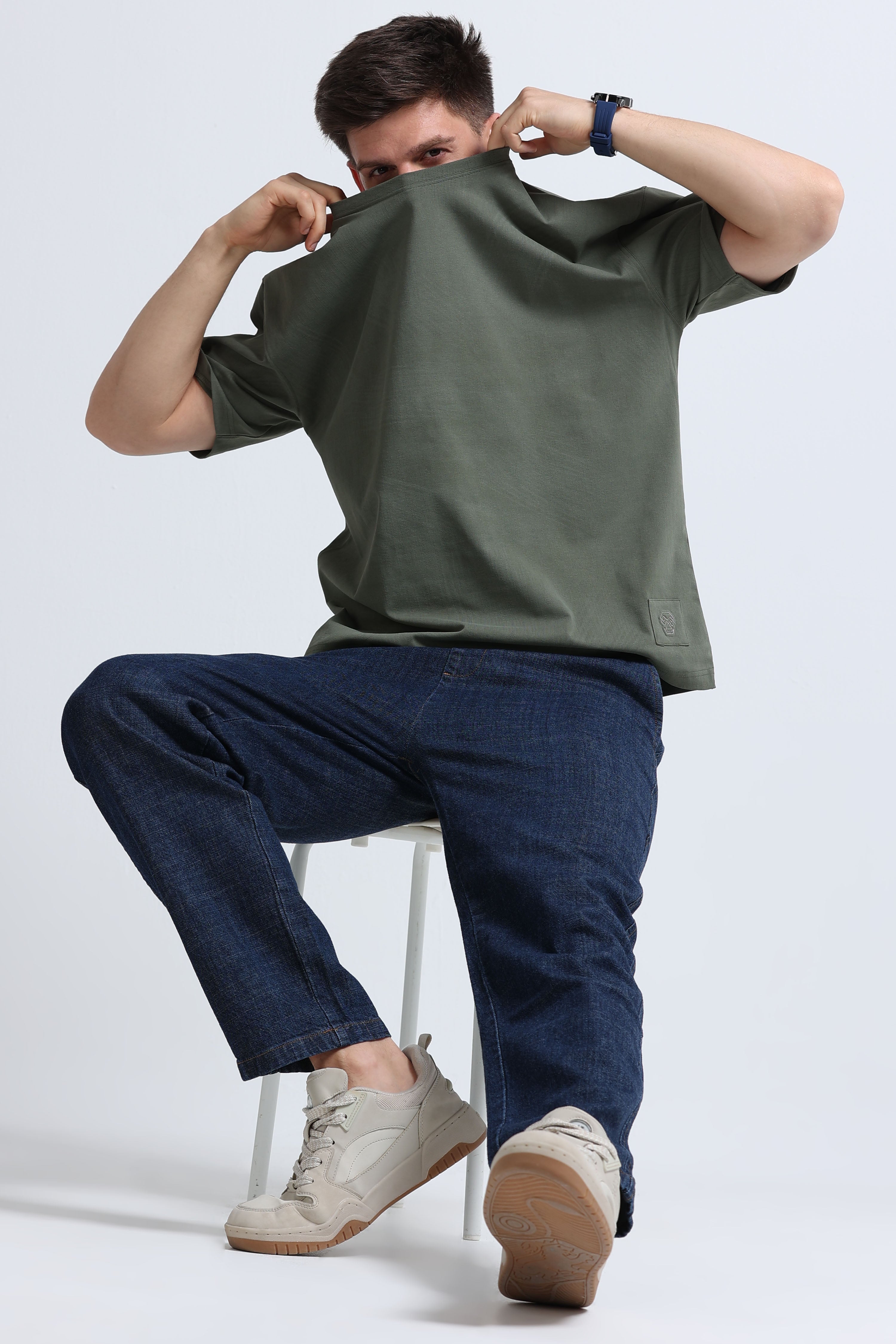 Men Green Oversized T-Shirt
