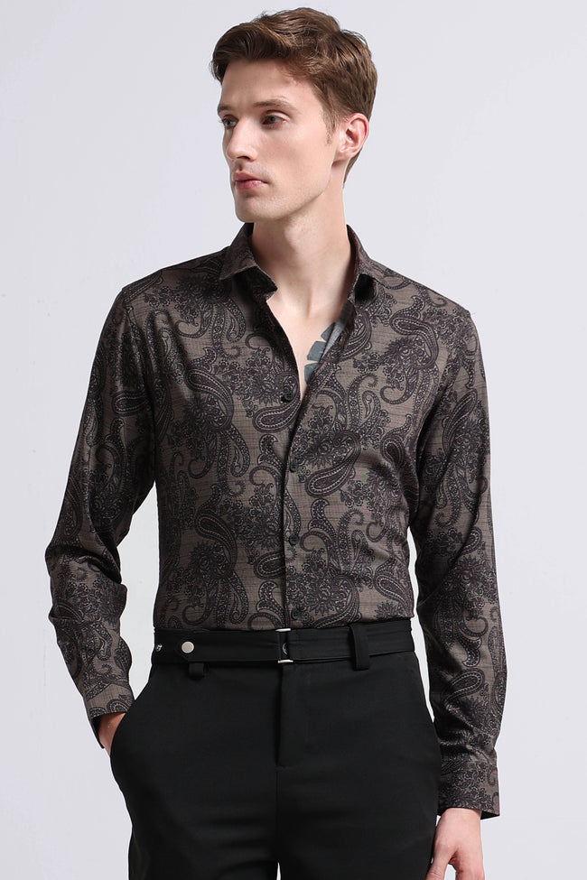 Men Green Printed Cotton Blend Shirt